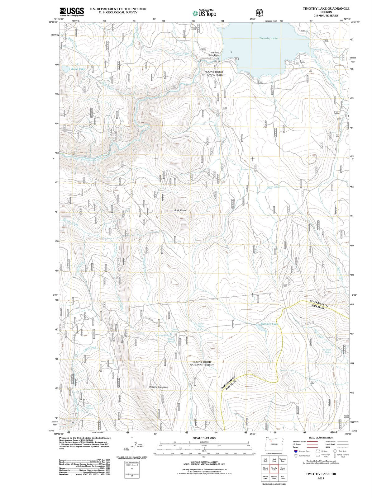 2011 Timothy Lake, OR - Oregon - USGS Topographic Map