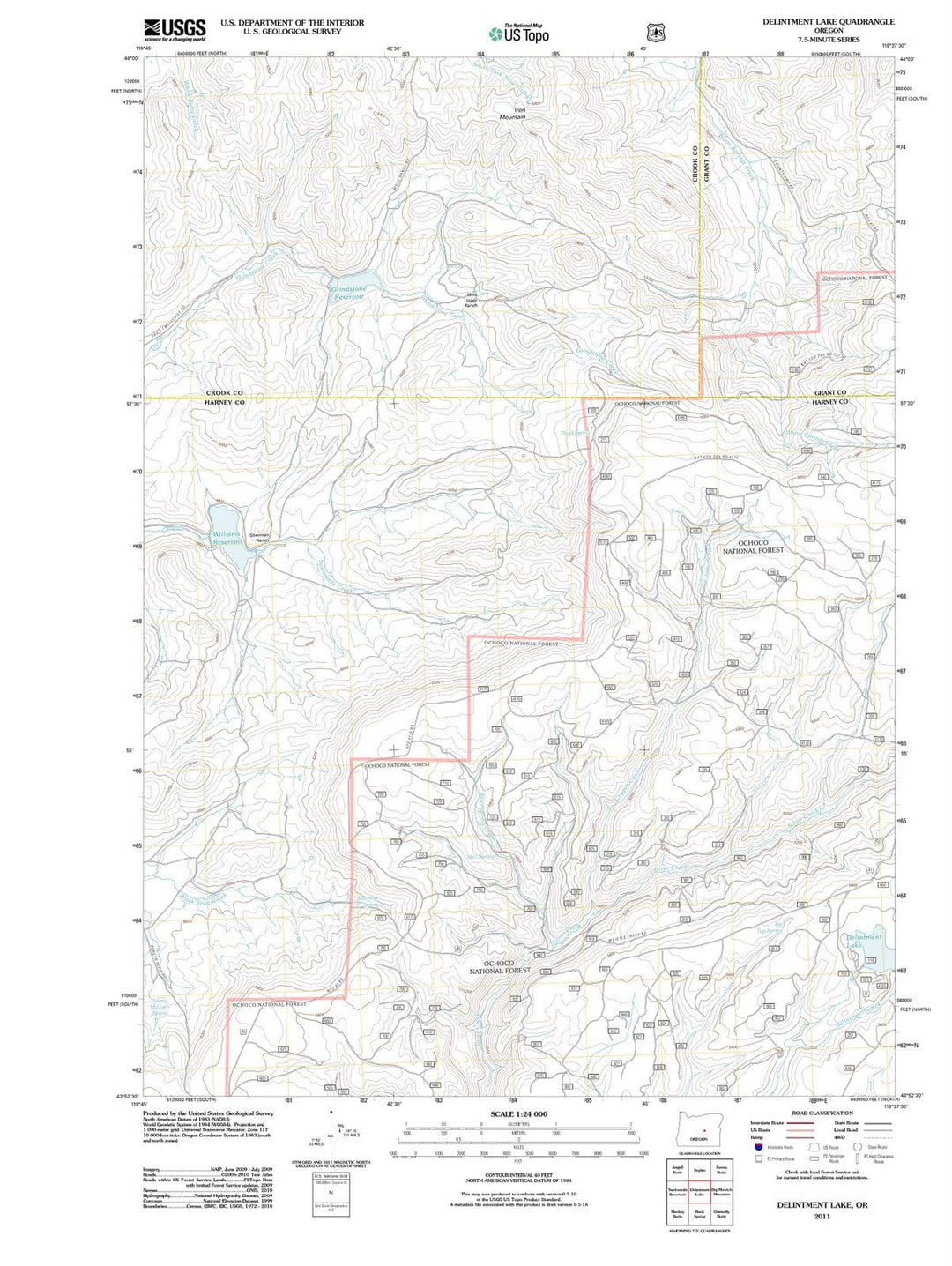 2011 Delintment Lake, OR - Oregon - USGS Topographic Map