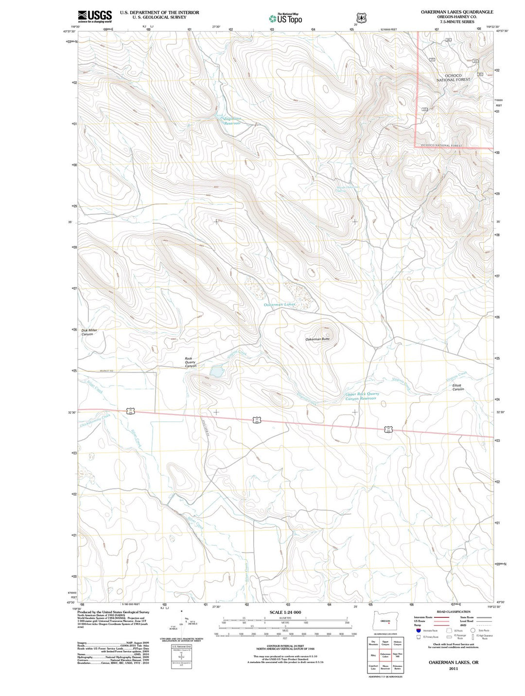 2011 Oakerman Lakes, OR - Oregon - USGS Topographic Map