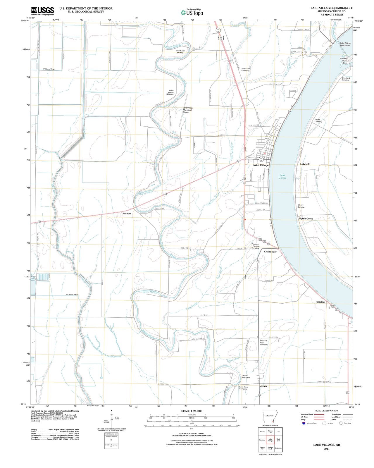 2011 Lake Village, AR - Arkansas - USGS Topographic Map