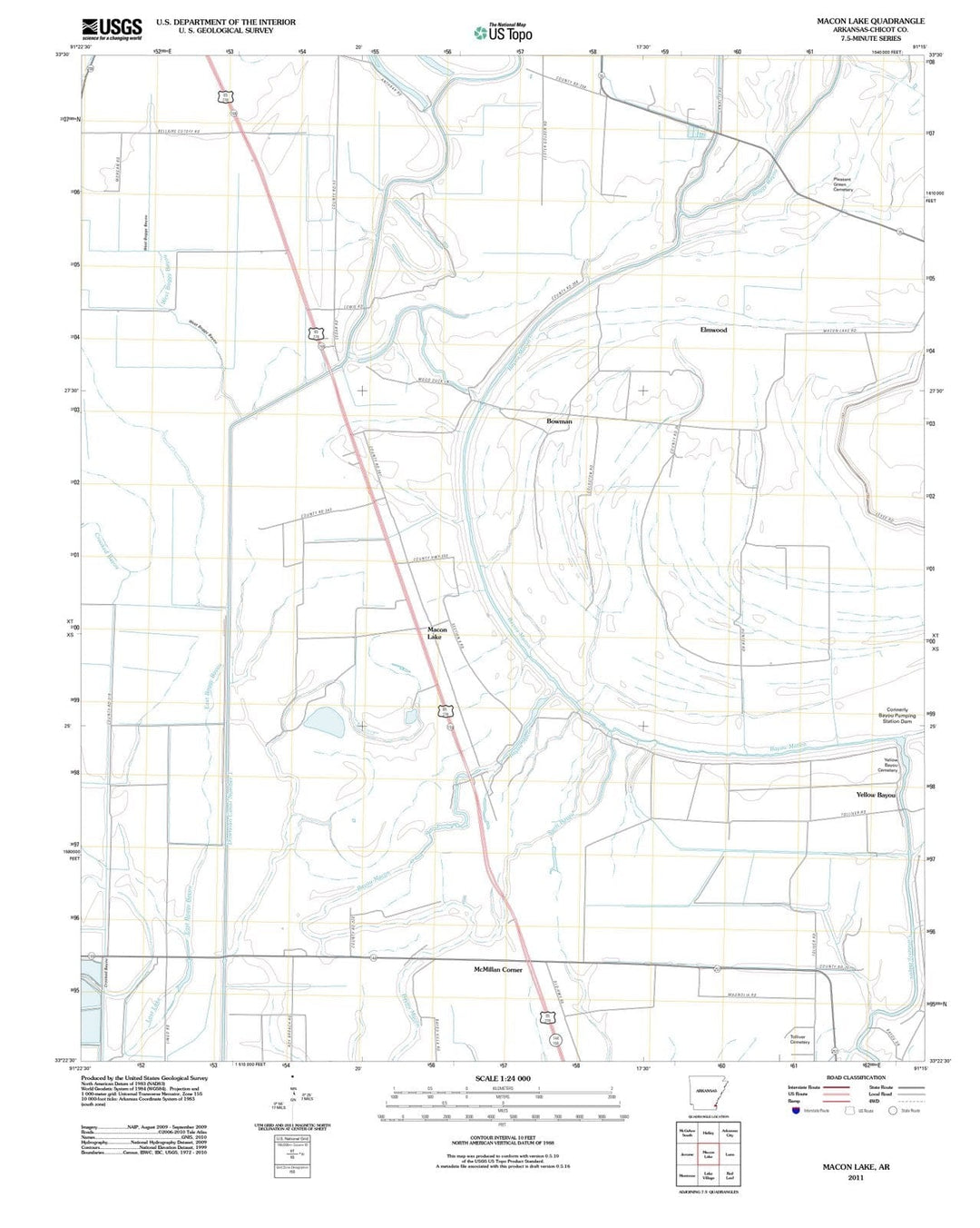 2011 Macon Lake, AR - Arkansas - USGS Topographic Map