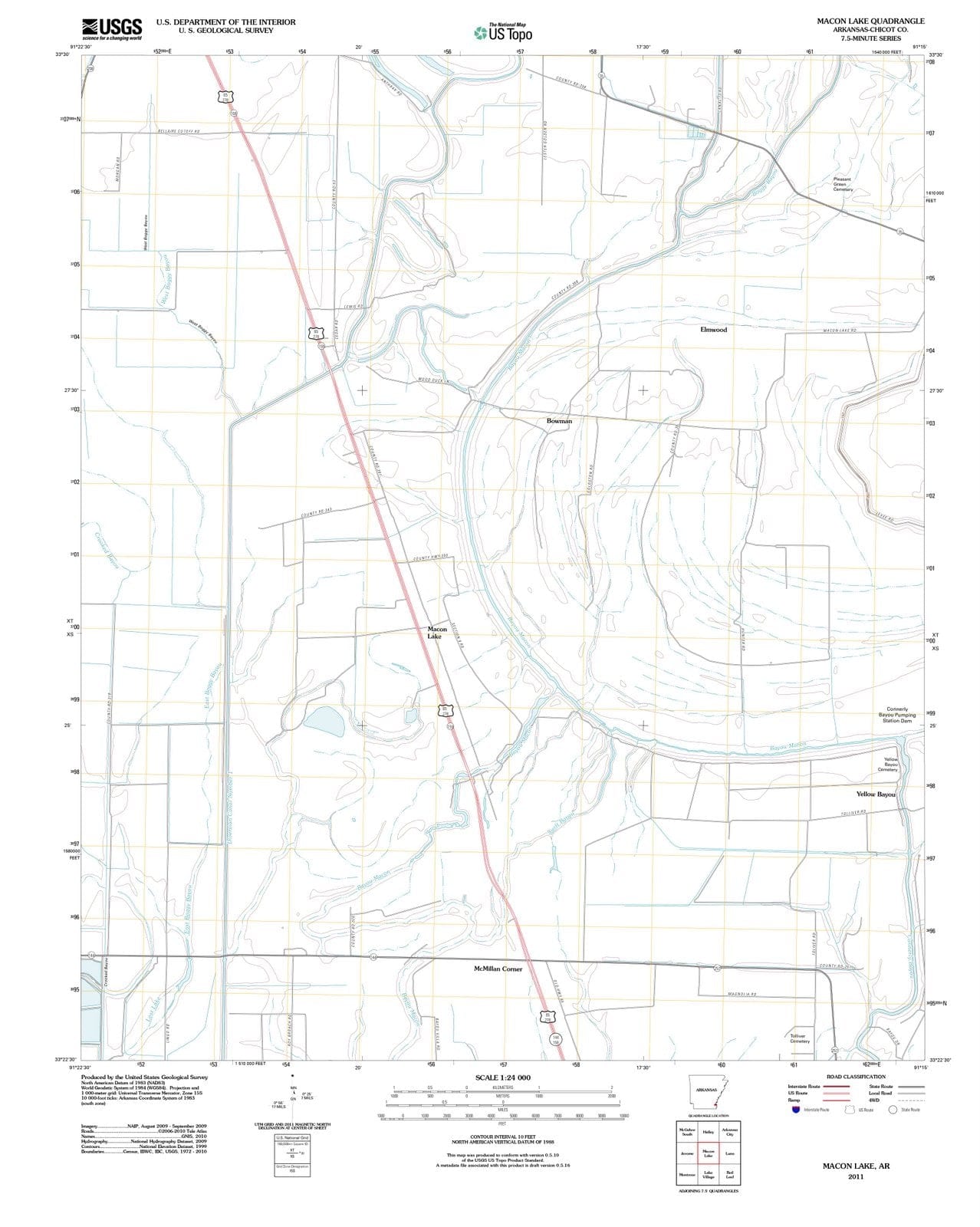 2011 Macon Lake, AR - Arkansas - USGS Topographic Map