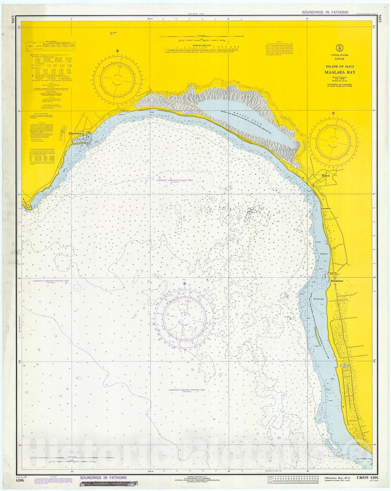 Historic Nautical Map - Maalaea Bay, 1974 NOAA Chart - Hawaii (HI) - Vintage Wall Art