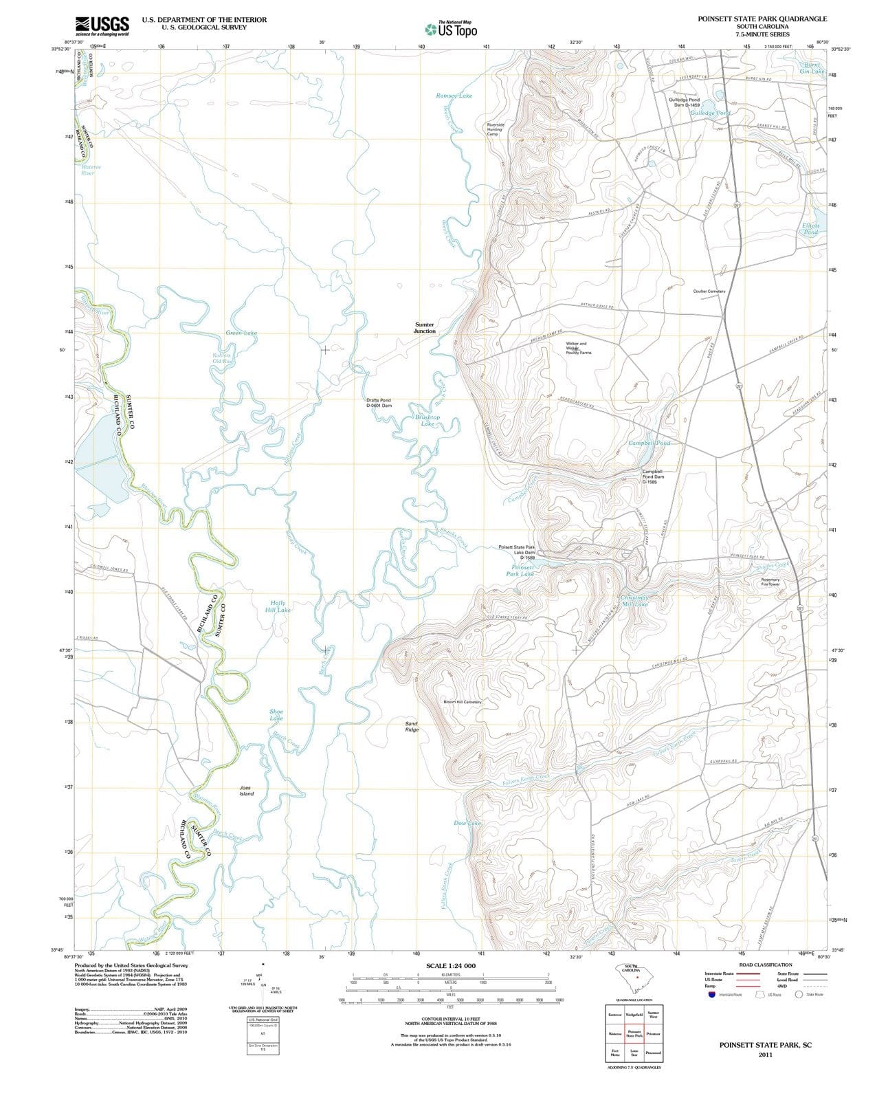 2011 Poinsett State Park, SC - South Carolina - USGS Topographic Map