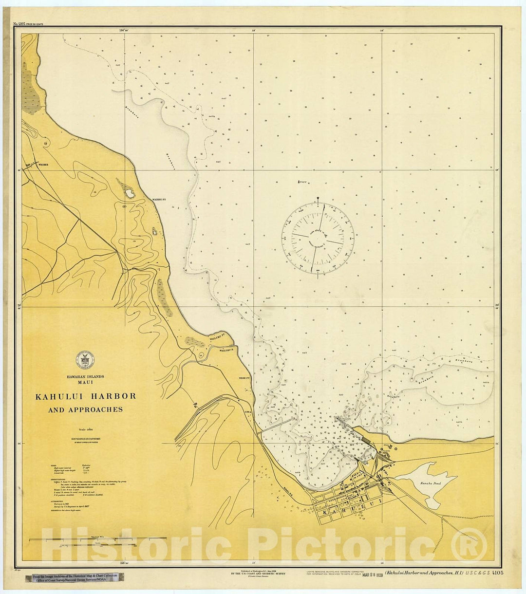 Historic Nautical Map - Kahului Harbor And Approaches, H.I, 1928 NOAA Chart - Hawaii (HI) - Vintage Wall Art