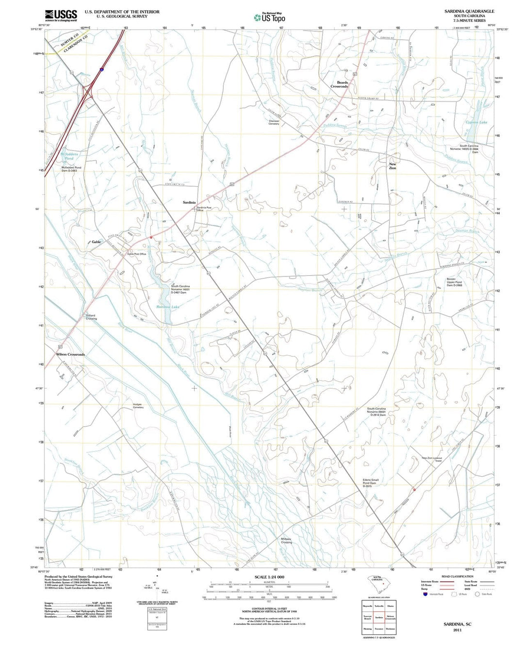 2011 Sardinia, SC - South Carolina - USGS Topographic Map