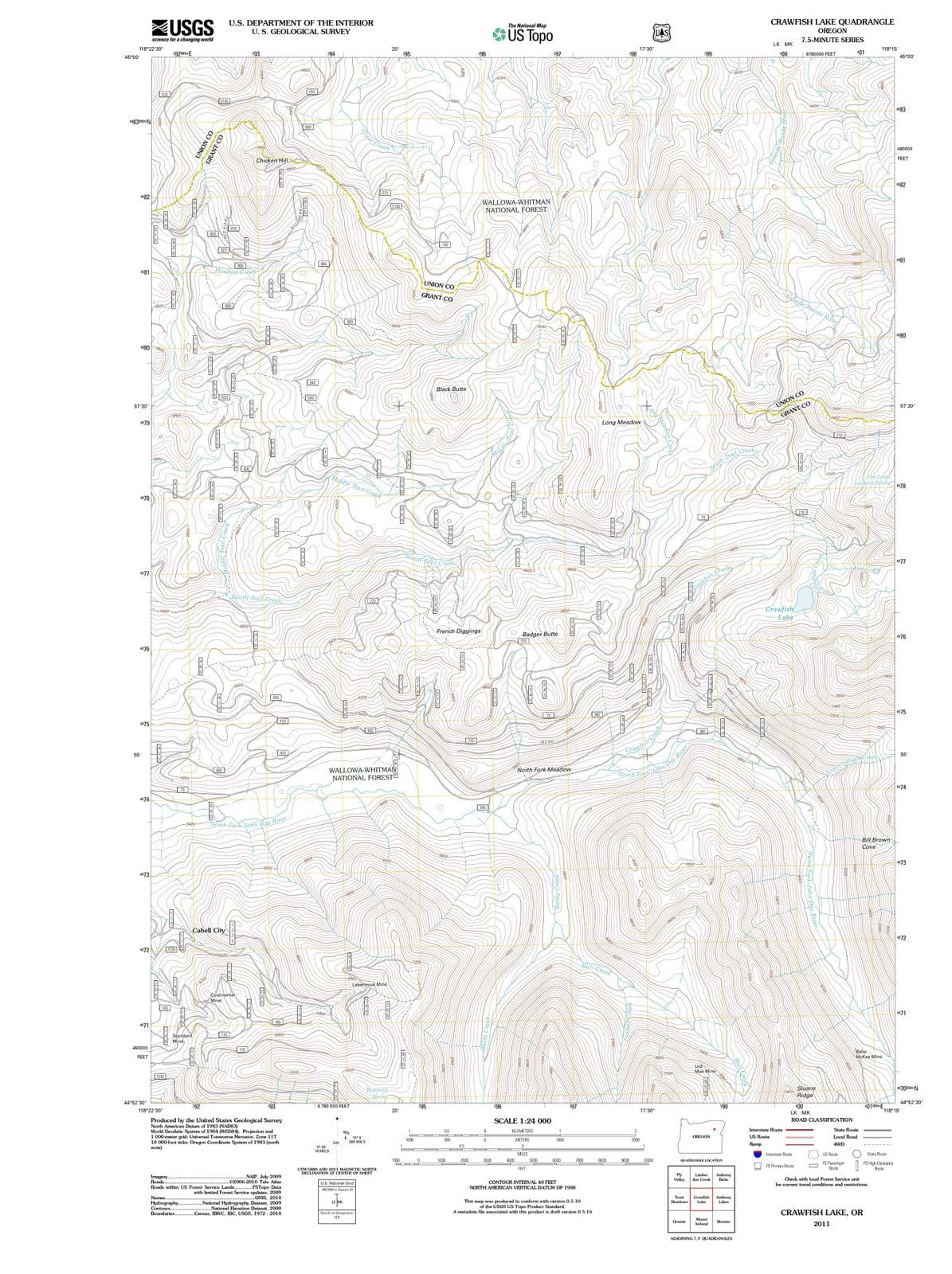 2011 Crawfish Lake, OR - Oregon - USGS Topographic Map