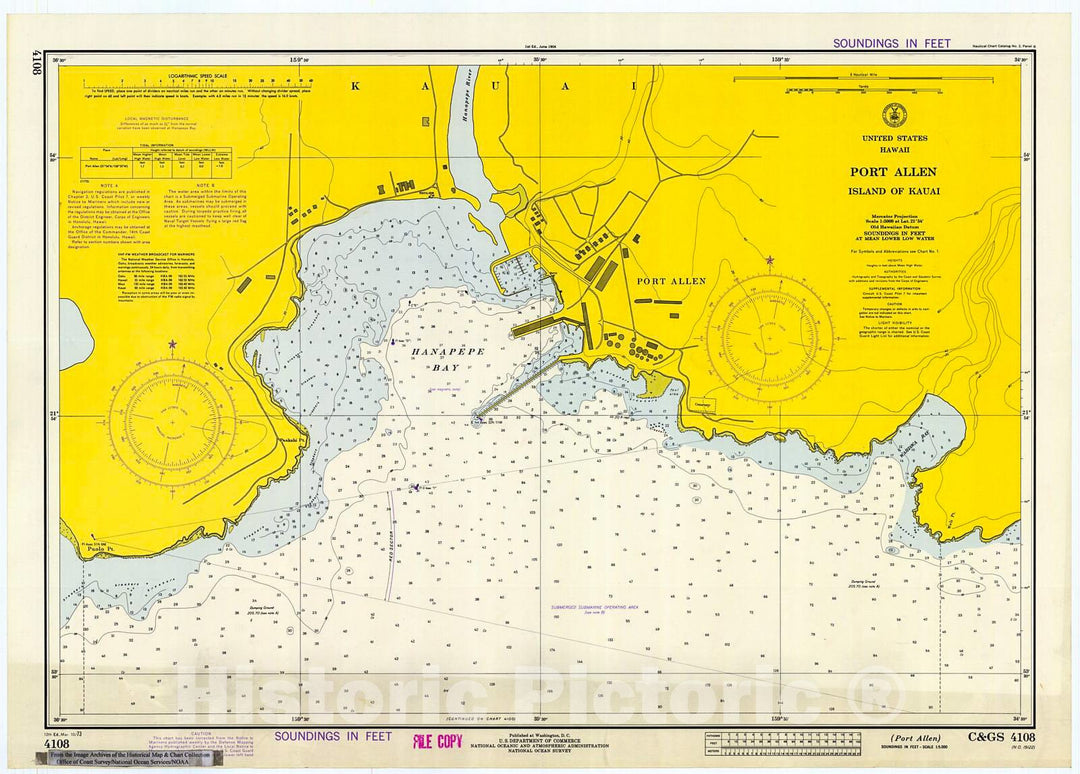 Historic Nautical Map - Port Allen : Island Of Kauai, 1973 NOAA Chart - Hawaii (HI) - Vintage Wall Art