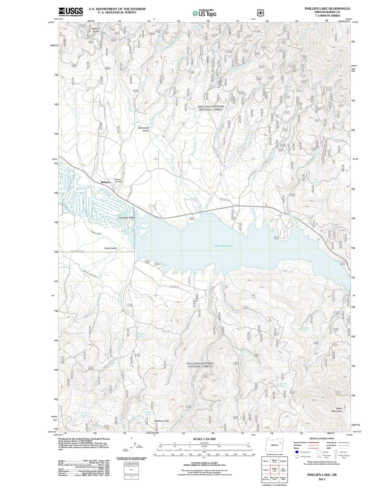 2011 Phillips Lake, OR - Oregon - USGS Topographic Map