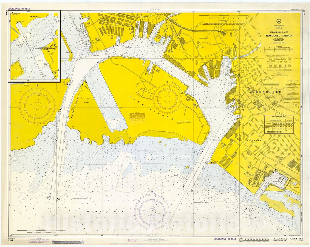 Historic Nautical Map - Island Of Oahu : Honolulu Harbor, 1972 NOAA Chart - Hawaii (HI) - Vintage Wall Art