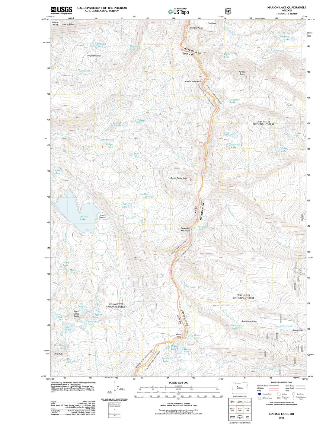 2011 Marion Lake, OR - Oregon - USGS Topographic Map