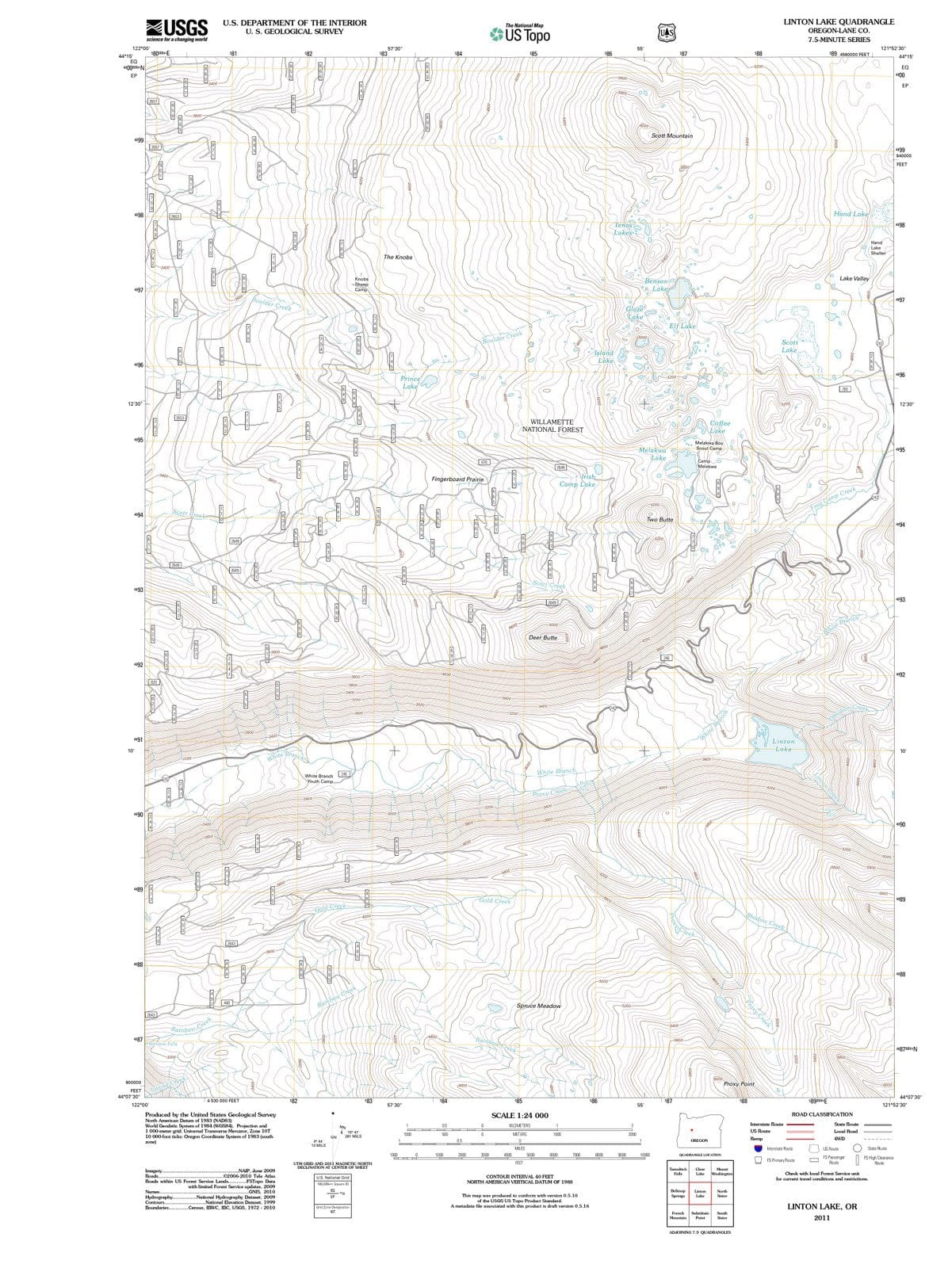 2011 Linton Lake, OR - Oregon - USGS Topographic Map