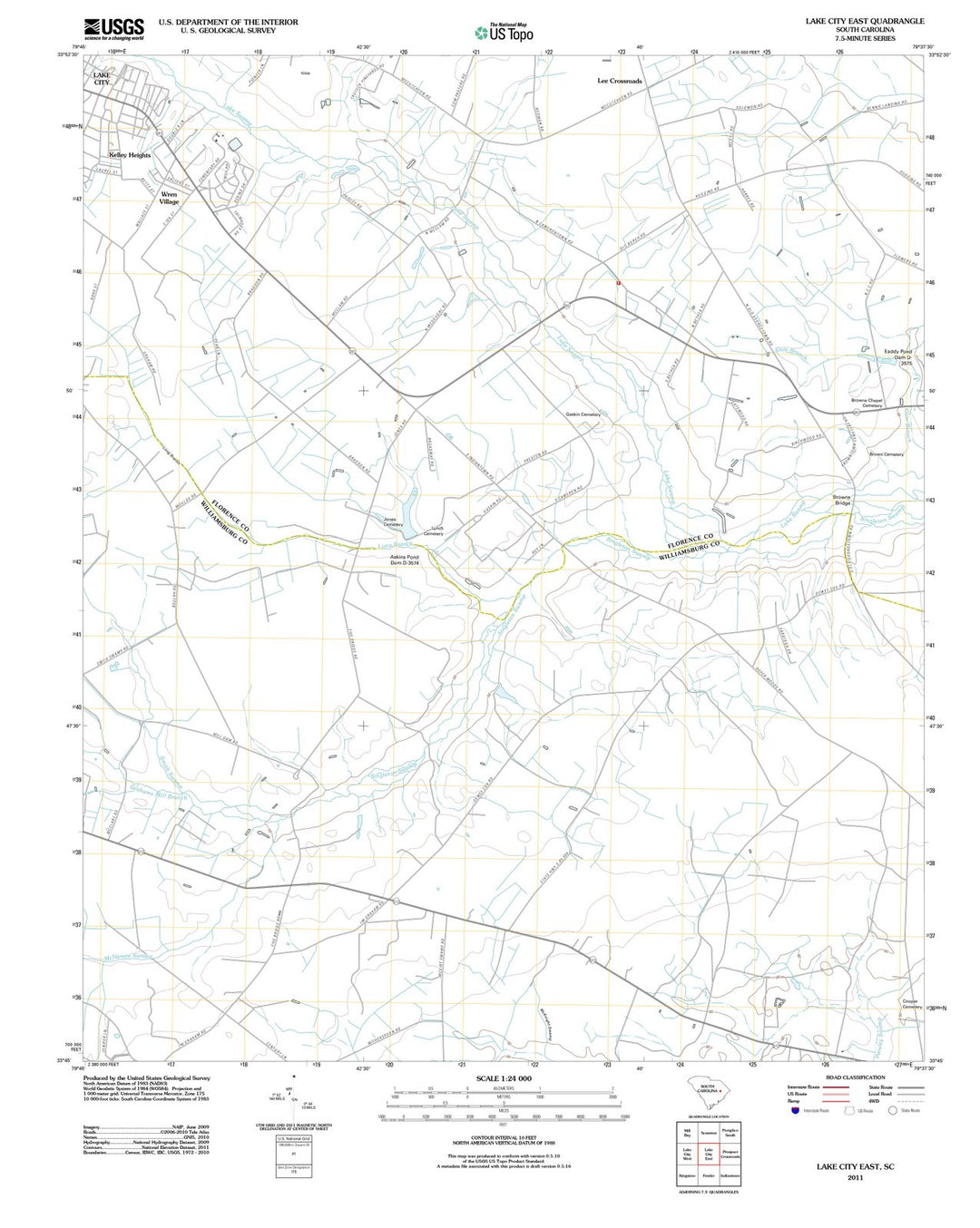 2011 Lake City East, SC - South Carolina - USGS Topographic Map