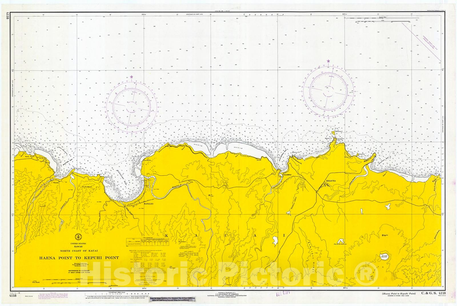 Historic Nautical Map - Haena Point To Kepuhi Point, 1970 NOAA Chart - Hawaii (HI) - Vintage Wall Art