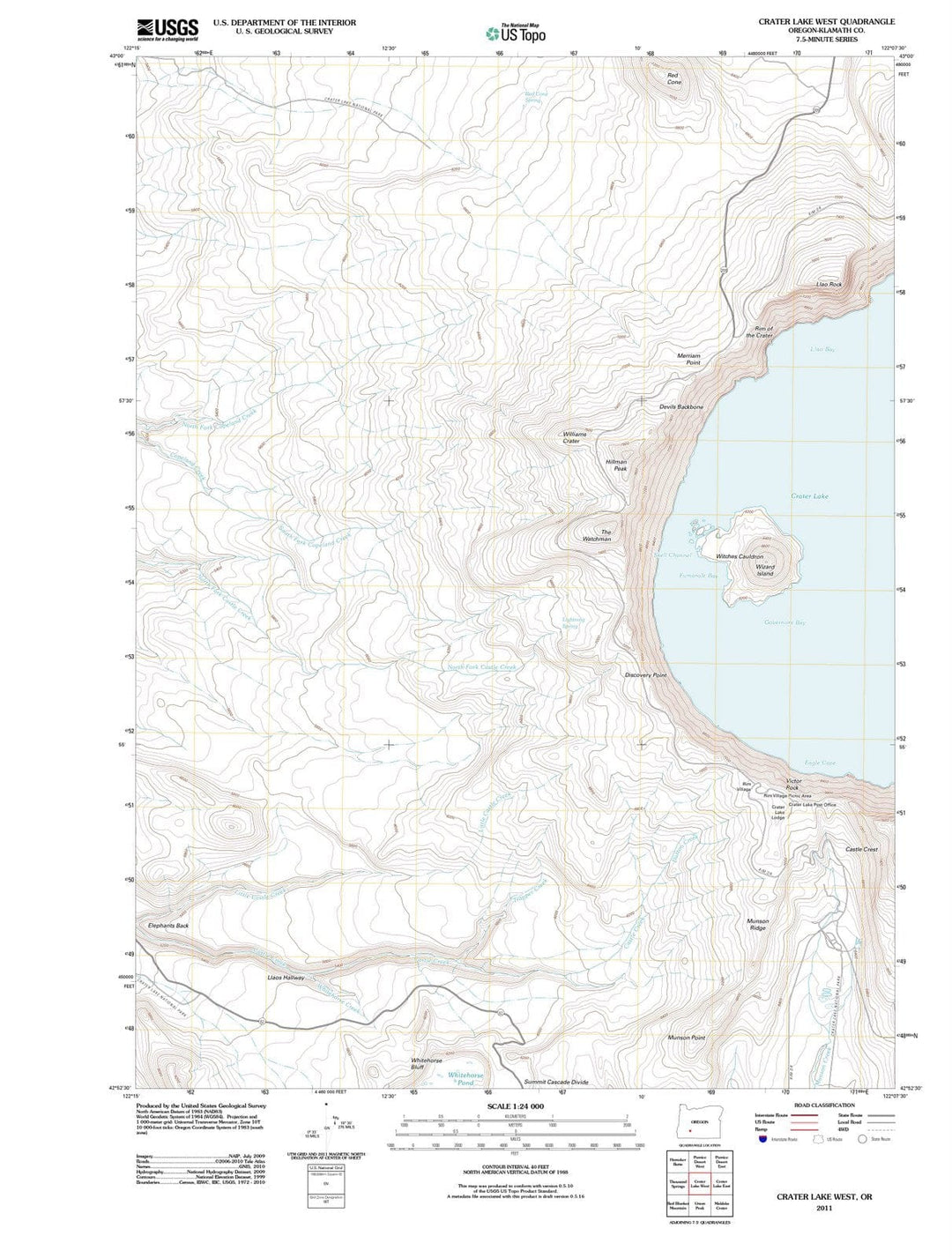 2011 Crater Lake West, OR - Oregon - USGS Topographic Map