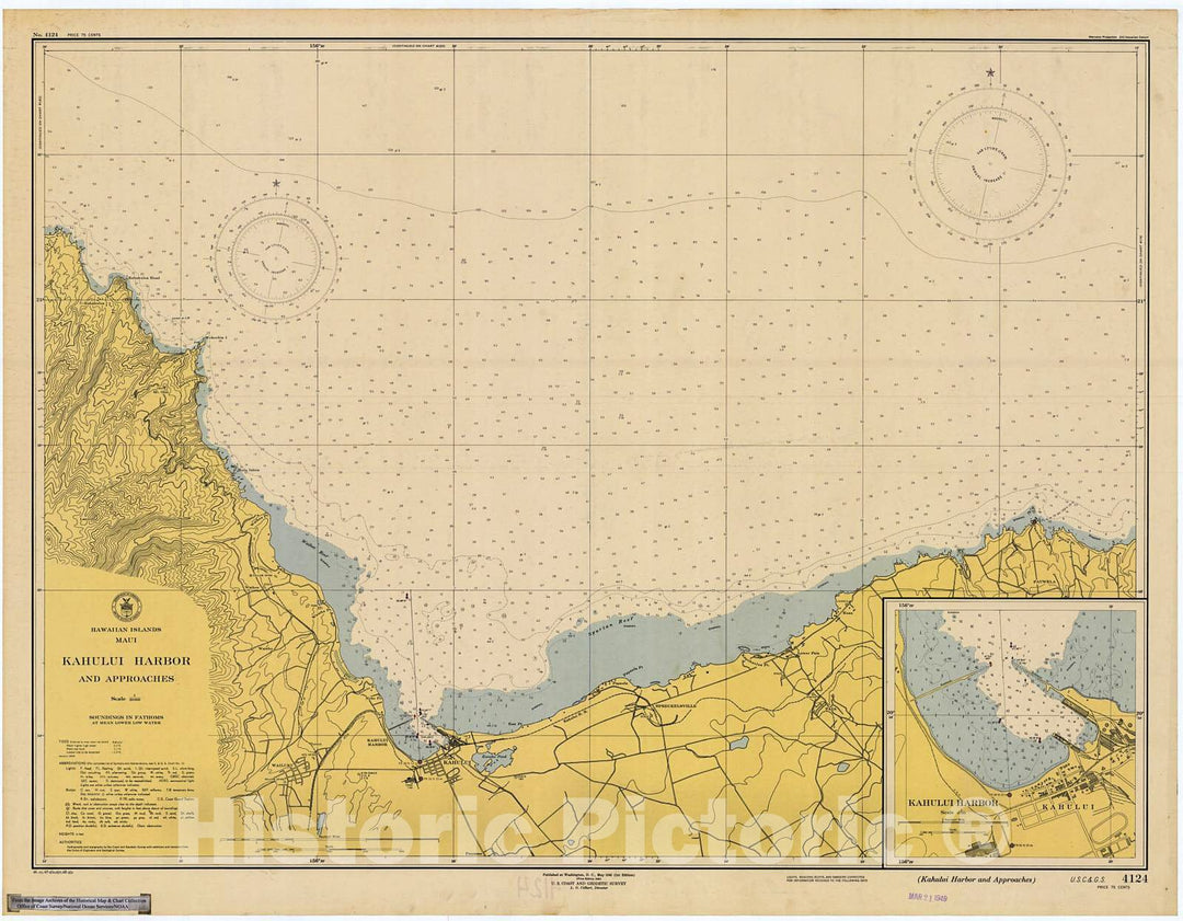 Historic Nautical Map - Kahului Harbor And Approaches, 1948 NOAA Chart - Hawaii (HI) - Vintage Wall Art