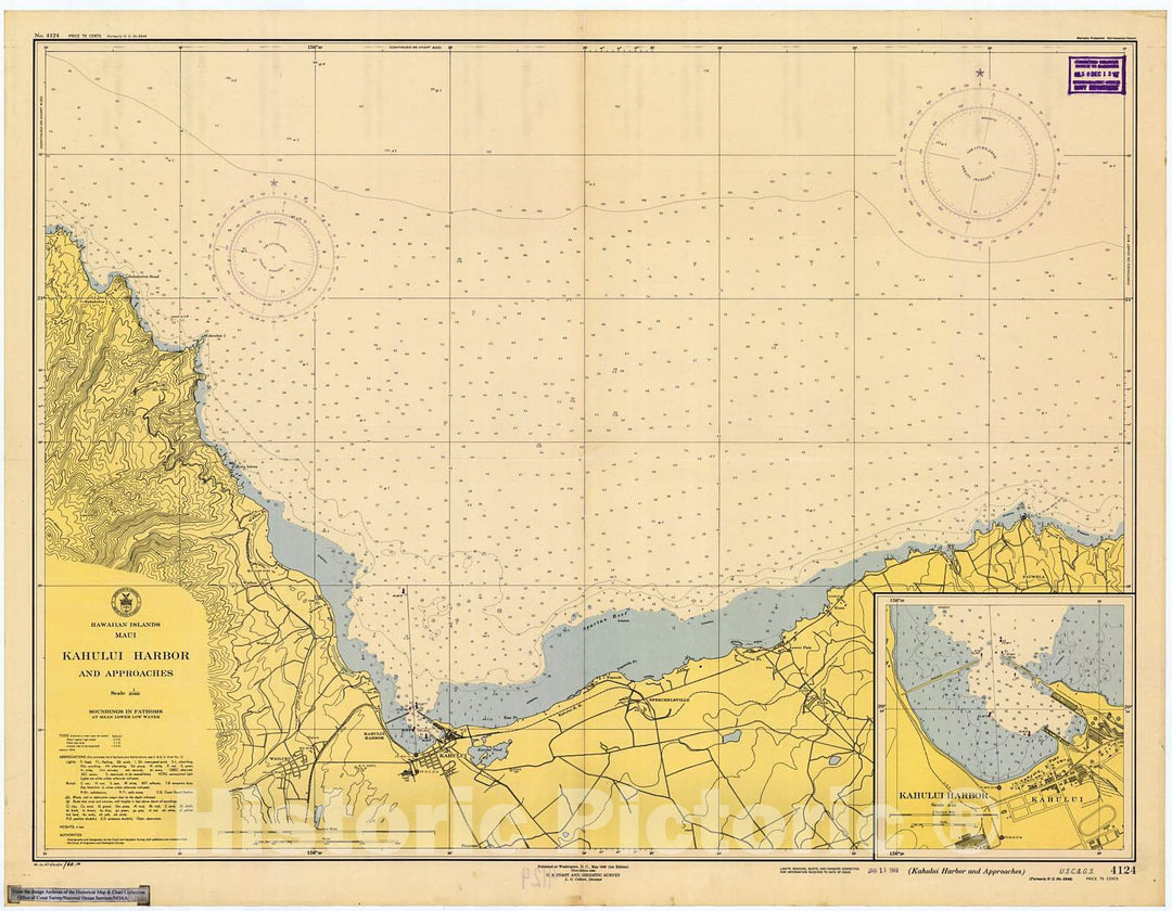 Historic Nautical Map - Kahului Harbor And Approaches, 1947 NOAA Chart - Hawaii (HI) - Vintage Wall Art