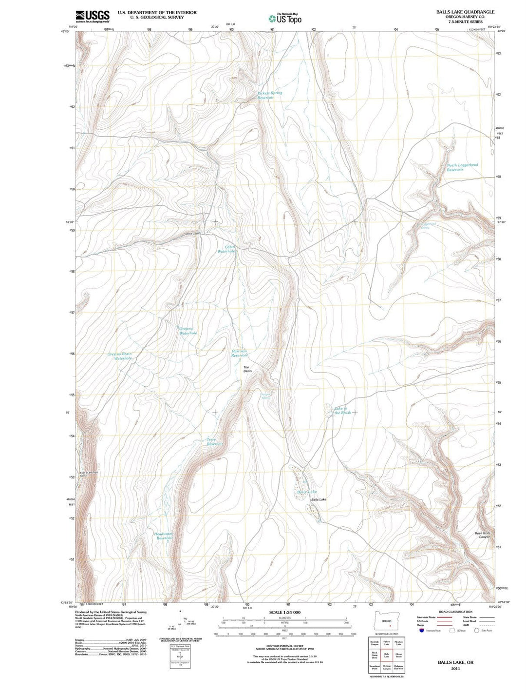 2011 Balls Lake, OR - Oregon - USGS Topographic Map