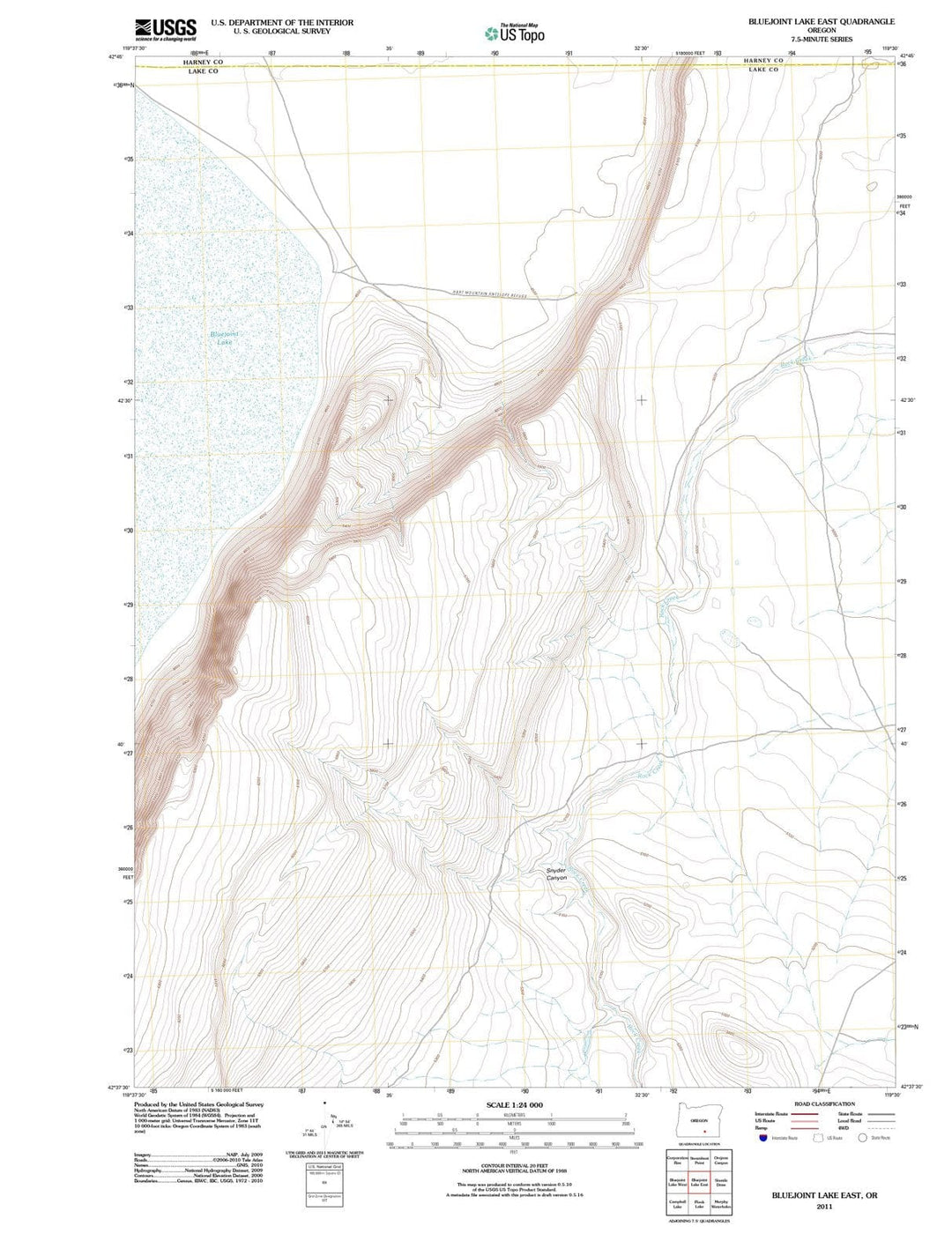 2011 Bluejoint Lake East, OR - Oregon - USGS Topographic Map