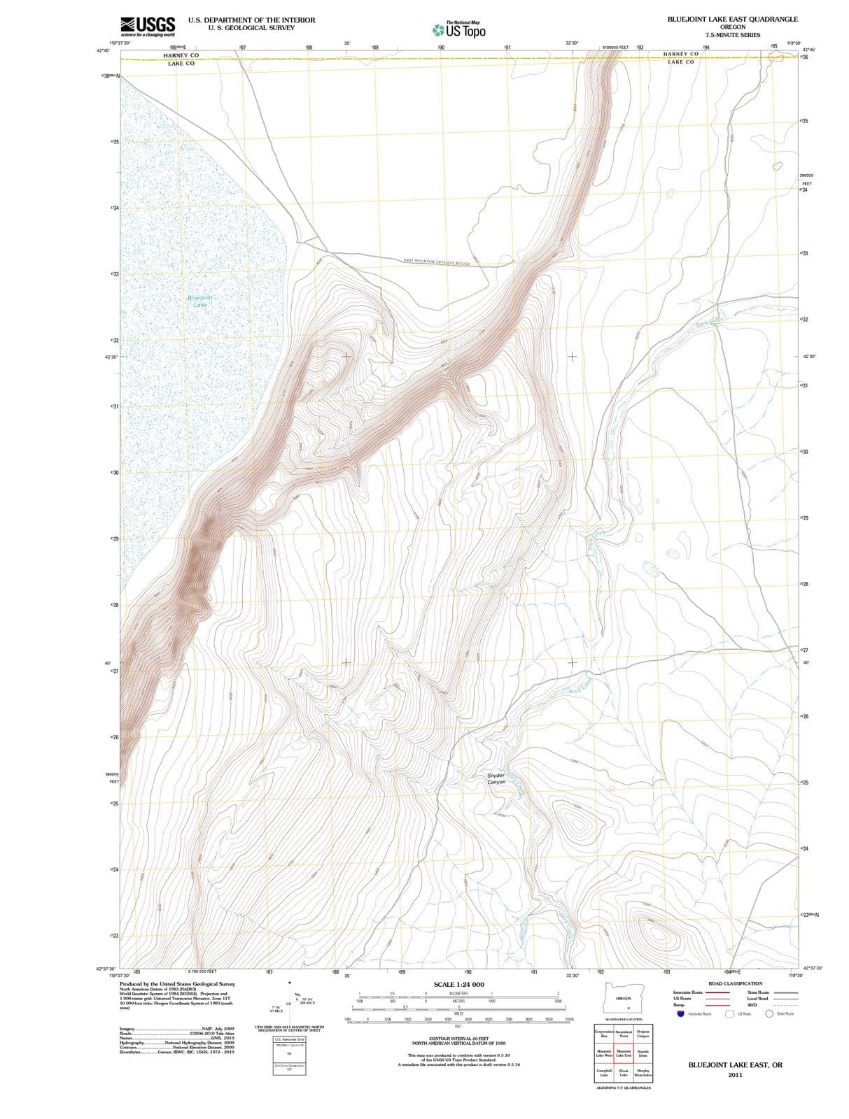 2011 Bluejoint Lake East, OR - Oregon - USGS Topographic Map