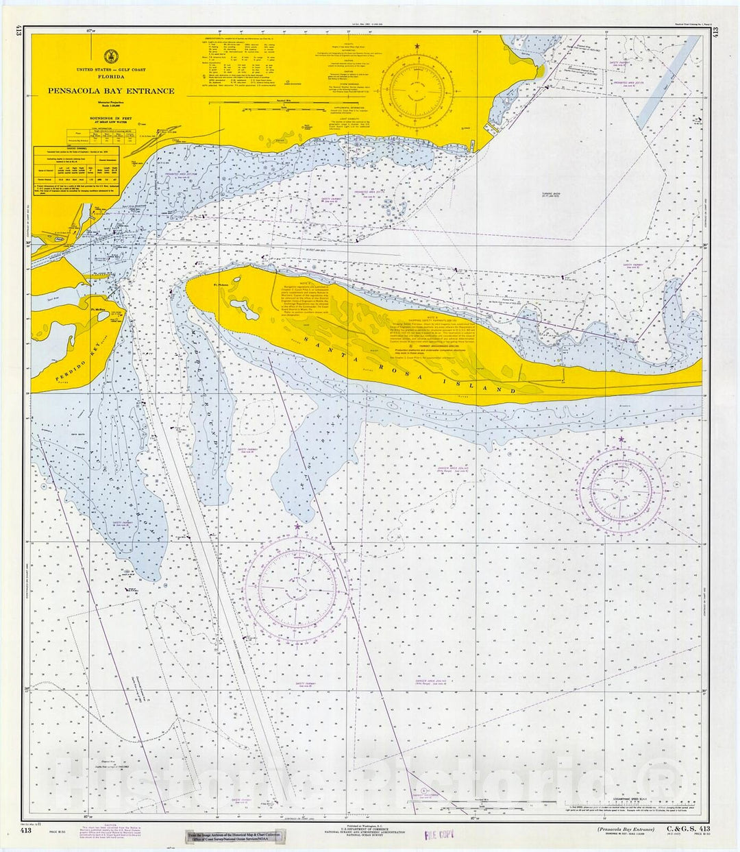 Historic Nautical Map - Pensacola Bay Entrance, 1971 NOAA Chart - Florida (FL) - Vintage Wall Art