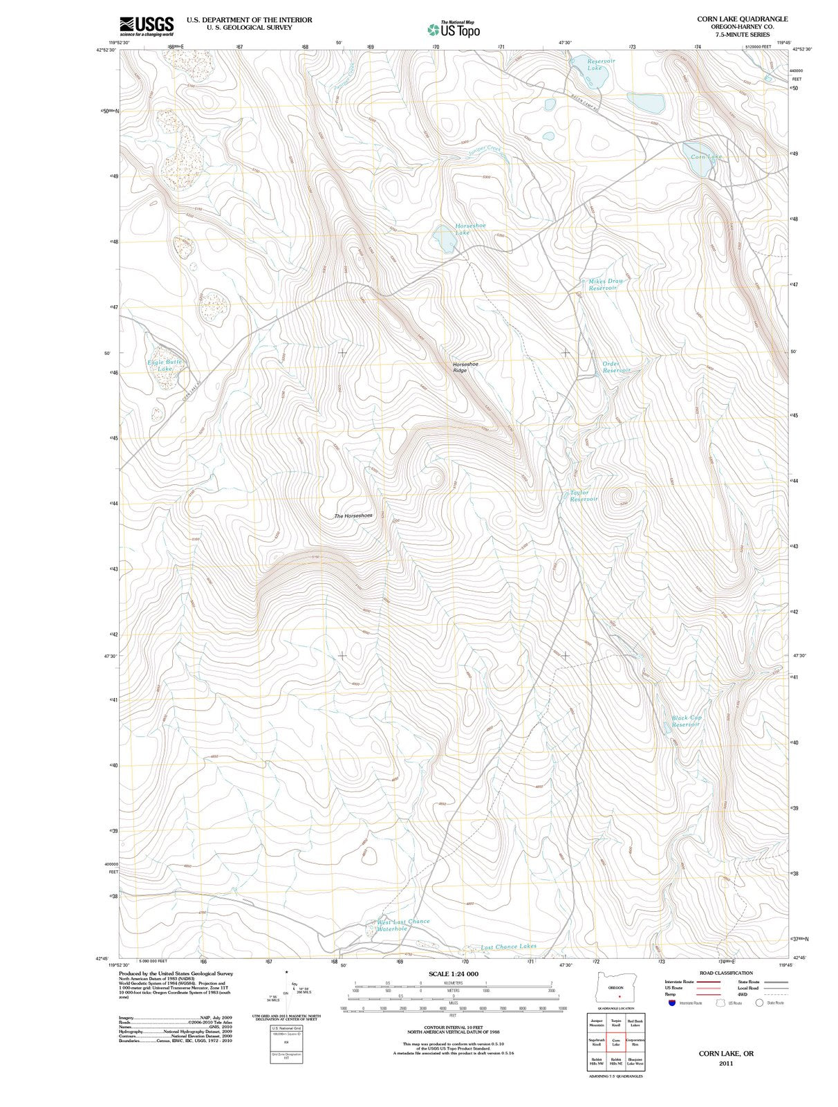 2011 Corn Lake, OR - Oregon - USGS Topographic Map