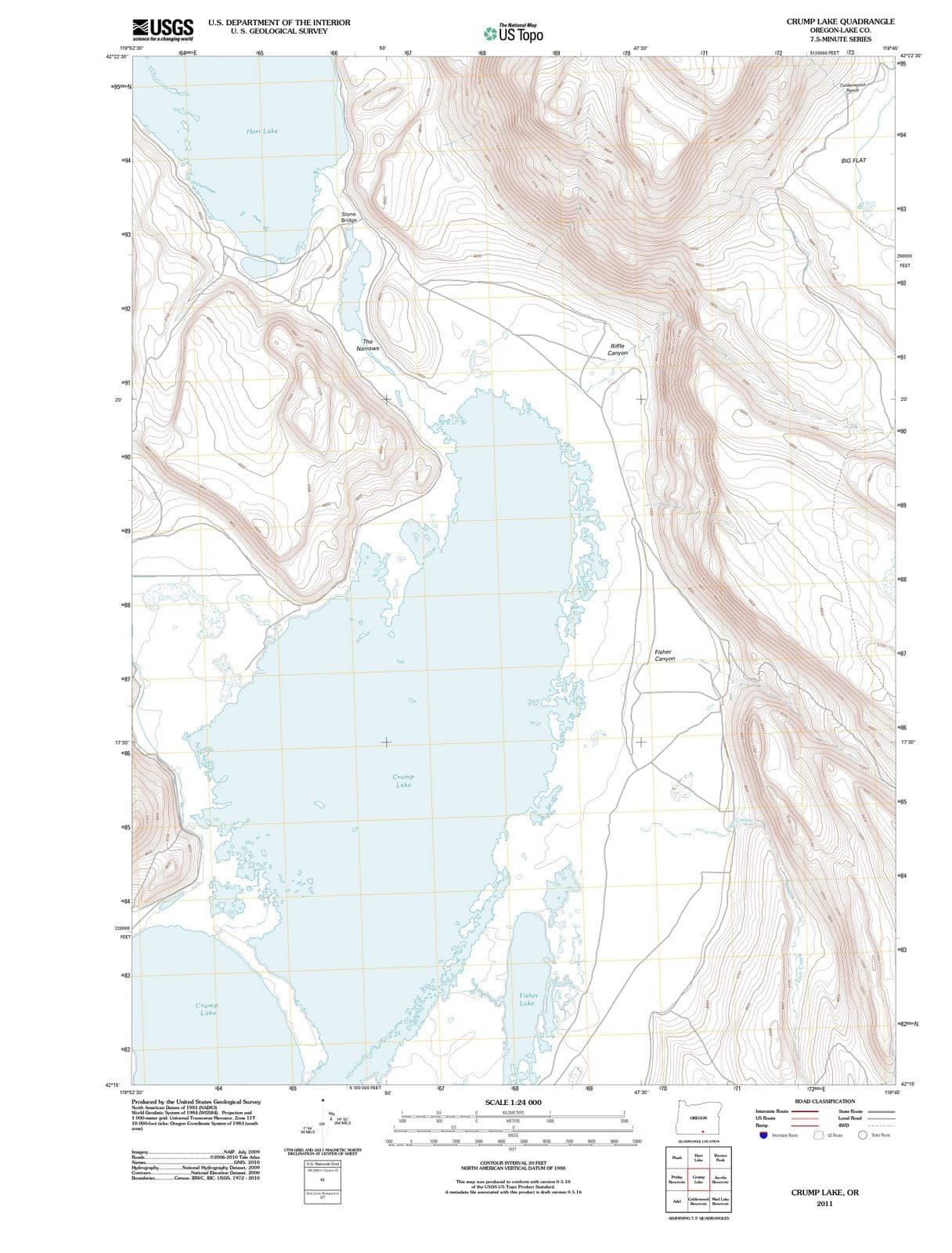 2011 Crump Lake, OR - Oregon - USGS Topographic Map