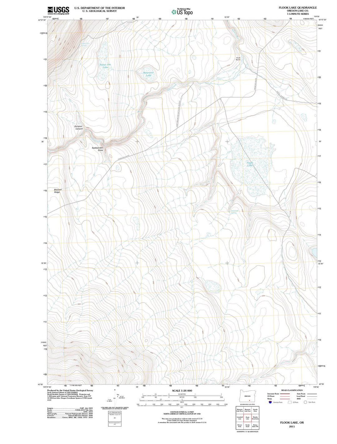 2011 Flook Lake, OR - Oregon - USGS Topographic Map