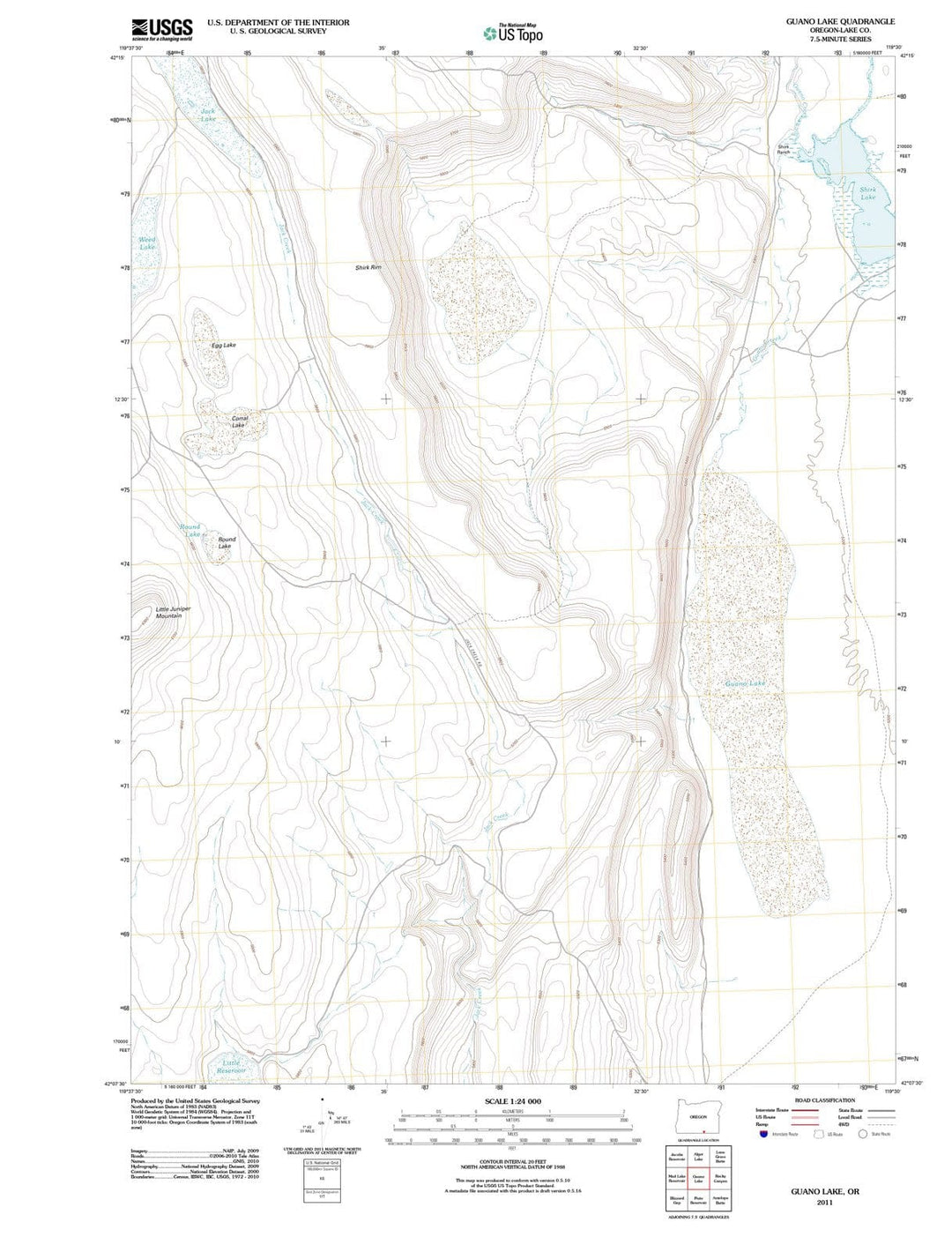 2011 Guano Lake, OR - Oregon - USGS Topographic Map