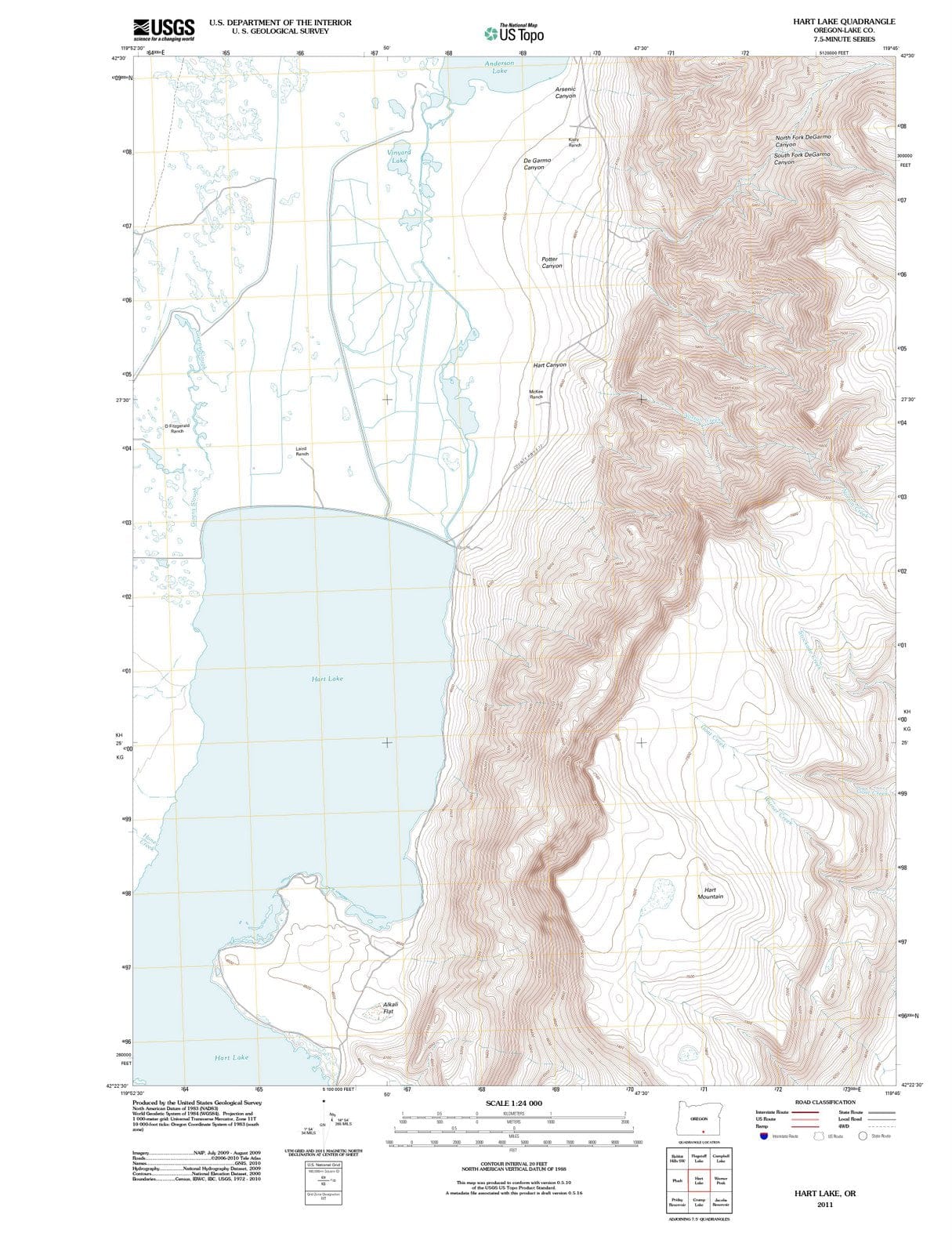 2011 Hart Lake, OR - Oregon - USGS Topographic Map