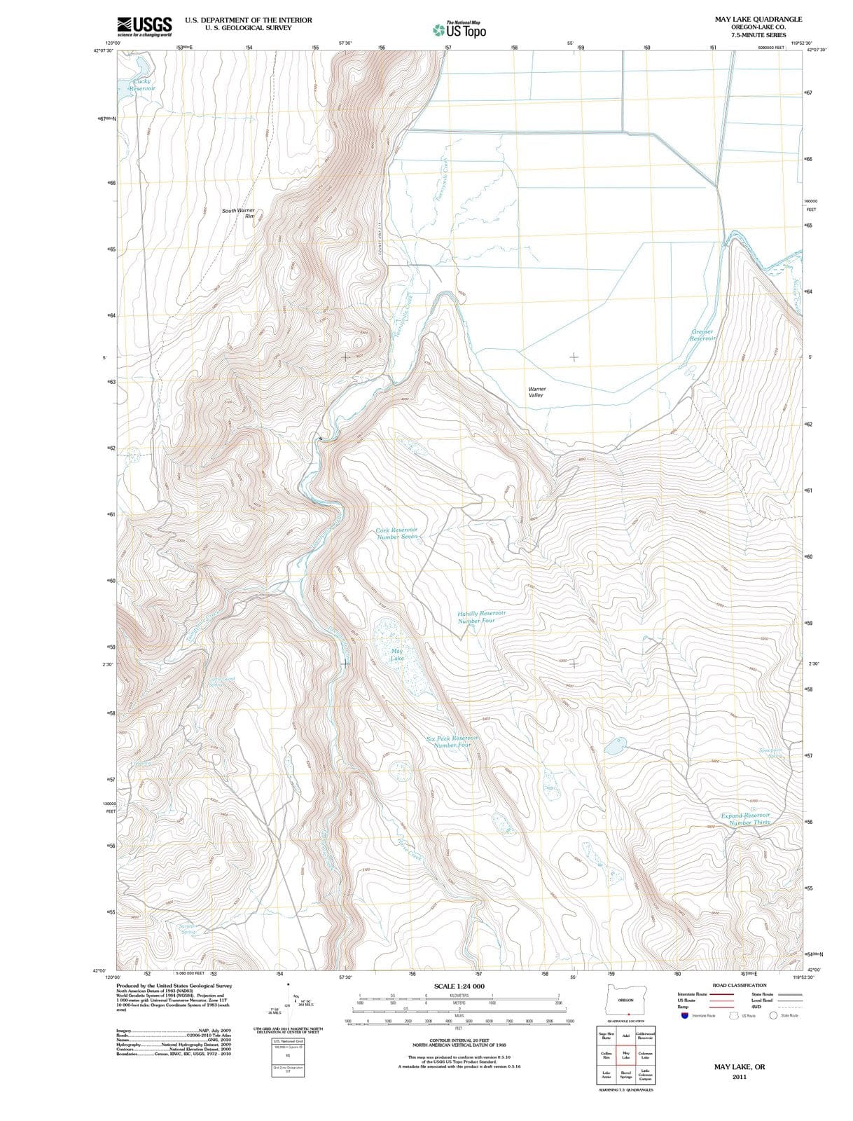 2011 May Lake, OR - Oregon - USGS Topographic Map