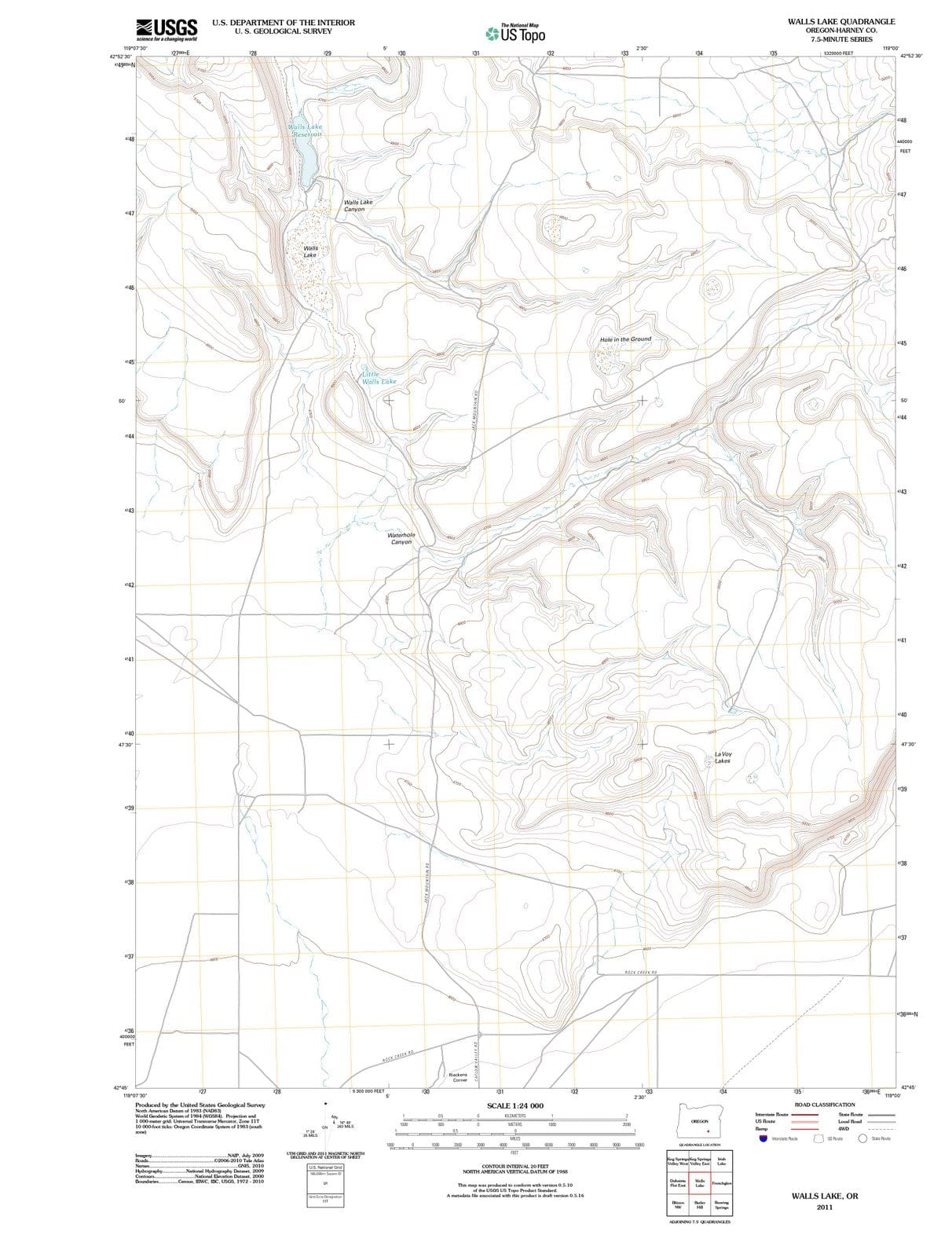 2011 Walls Lake, OR - Oregon - USGS Topographic Map