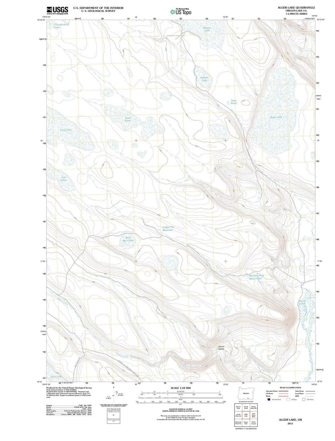 2011 Alger Lake, OR - Oregon - USGS Topographic Map