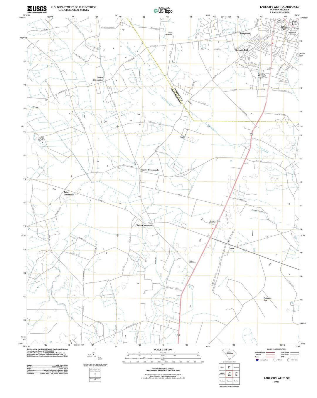 2011 Lake City West, SC - South Carolina - USGS Topographic Map