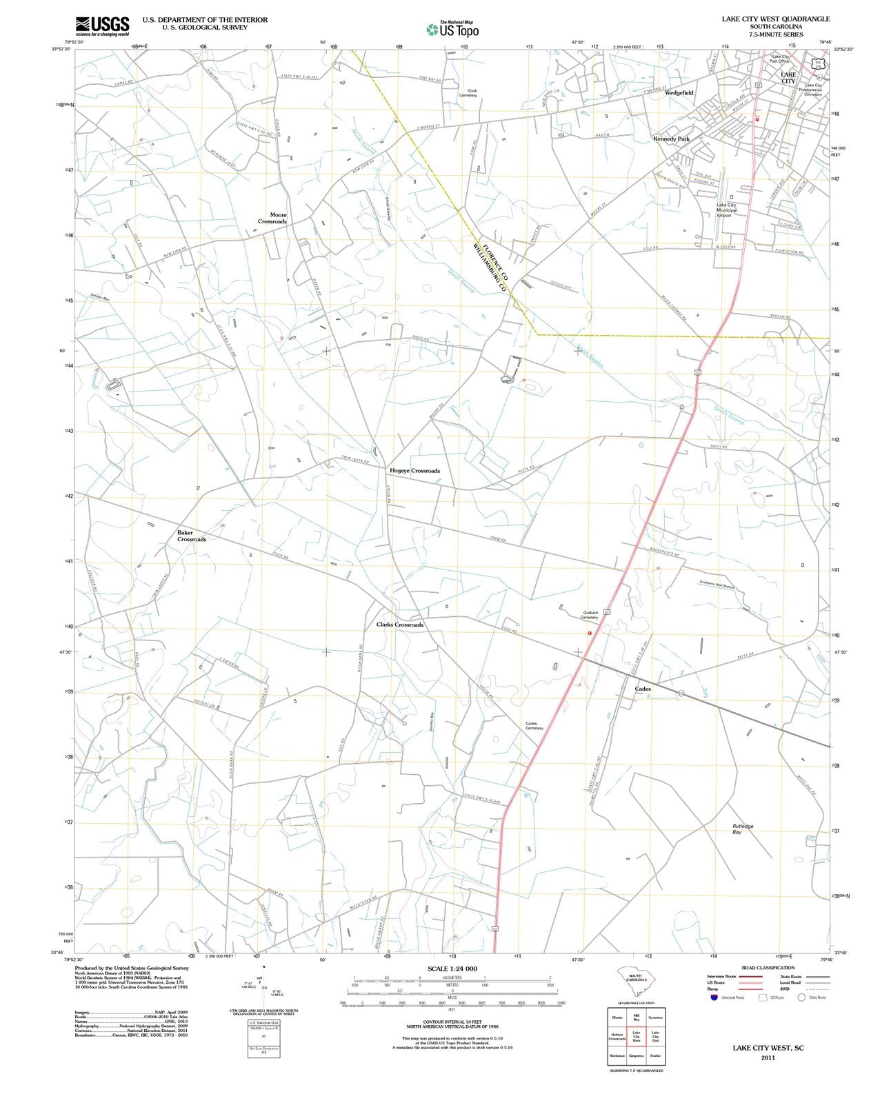 2011 Lake City West, SC - South Carolina - USGS Topographic Map