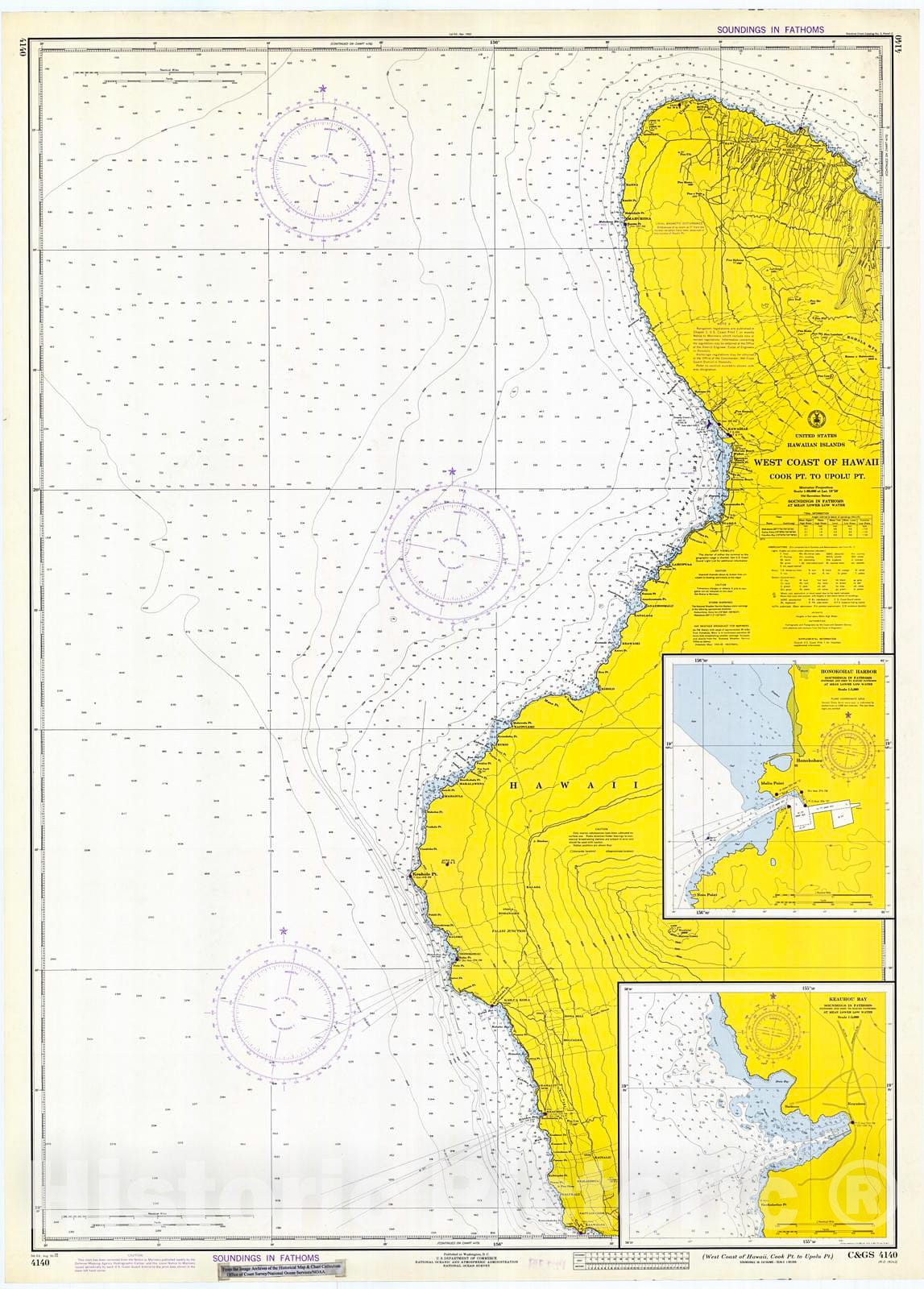 Historic Nautical Map - West Coast Of Hawaii, Cook Pt. To Upolu Pt, 1972 NOAA Chart - Hawaii (HI) - Vintage Wall Art