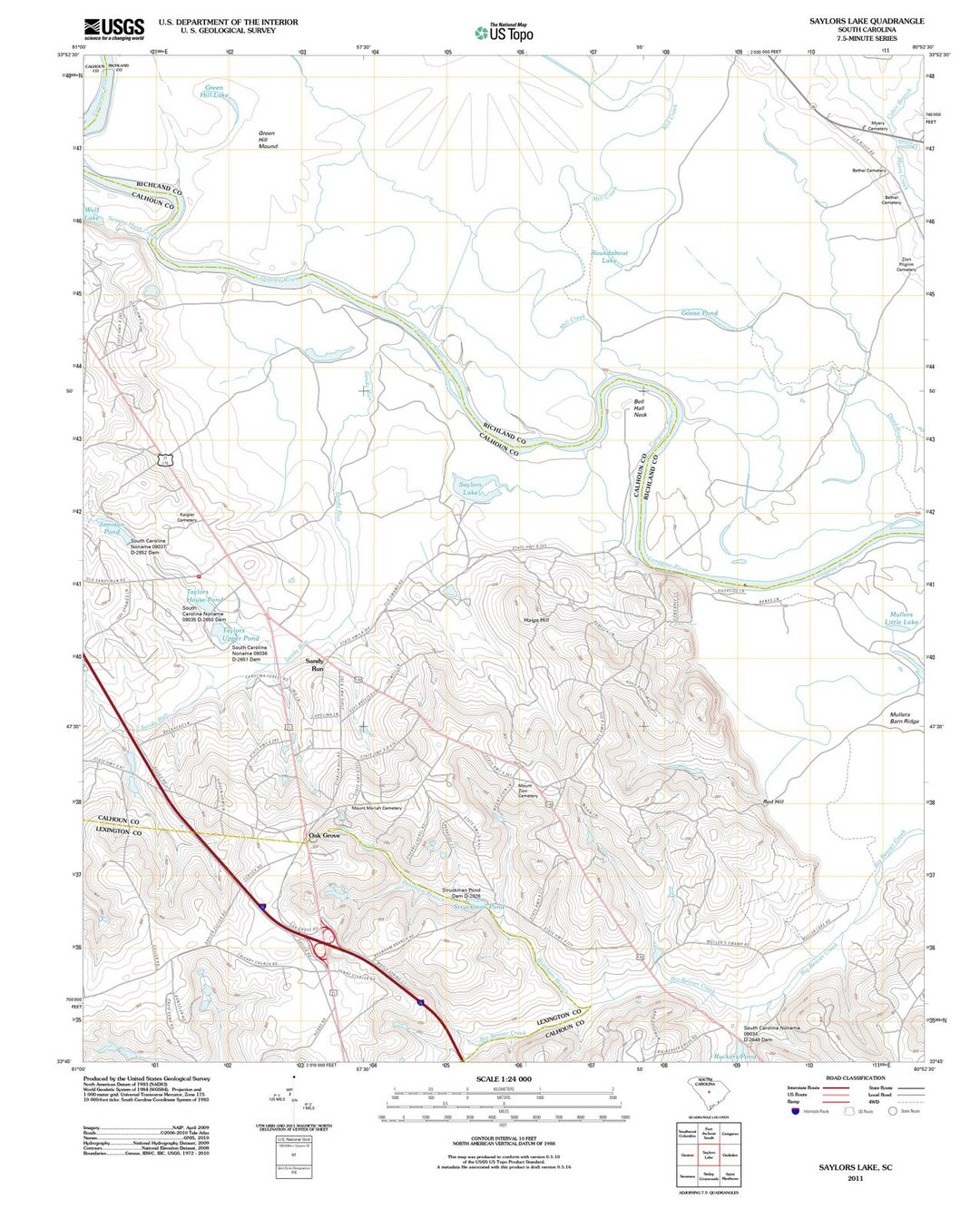 2011 Saylors Lake, SC - South Carolina - USGS Topographic Map