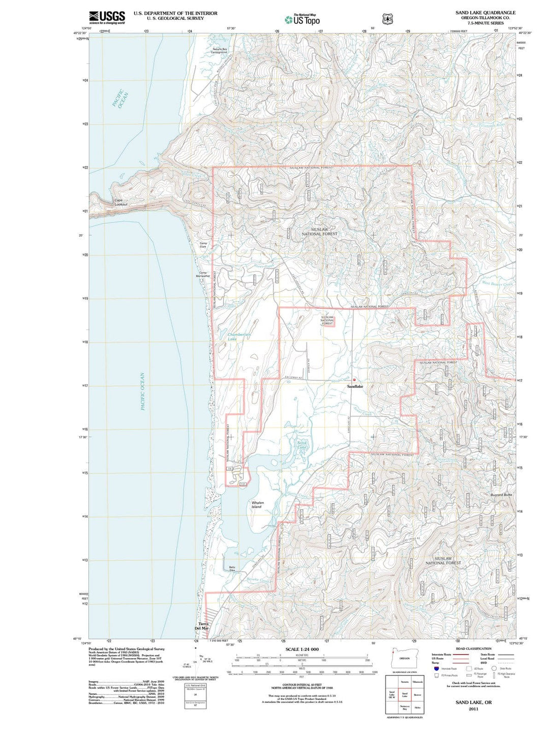 2011 Sand Lake, OR - Oregon - USGS Topographic Map