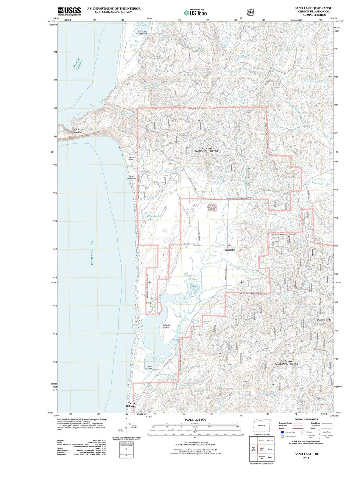 2011 Sand Lake, OR - Oregon - USGS Topographic Map