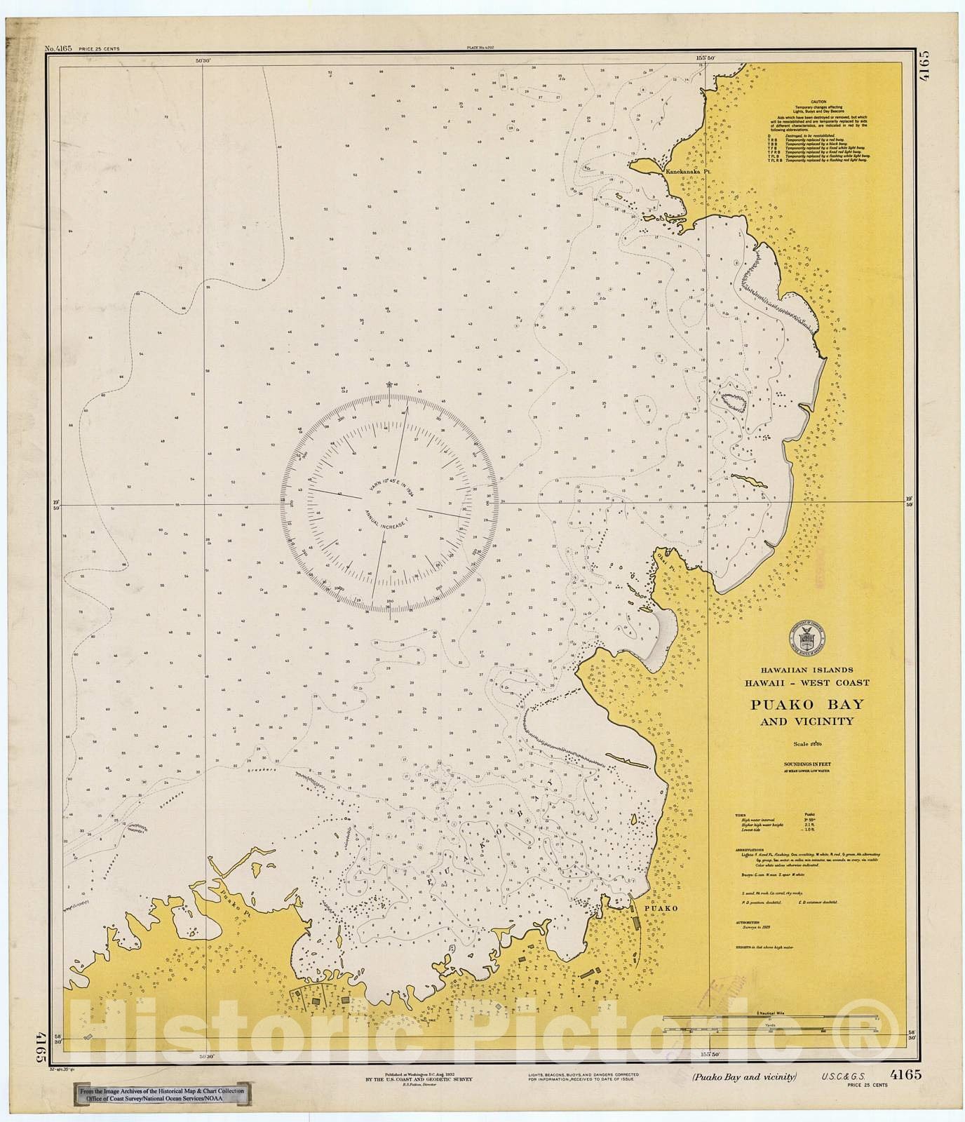 Historic Nautical Map - Puako Bay And Vicinity, 1935 NOAA Chart - Hawaii (HI) - Vintage Wall Art