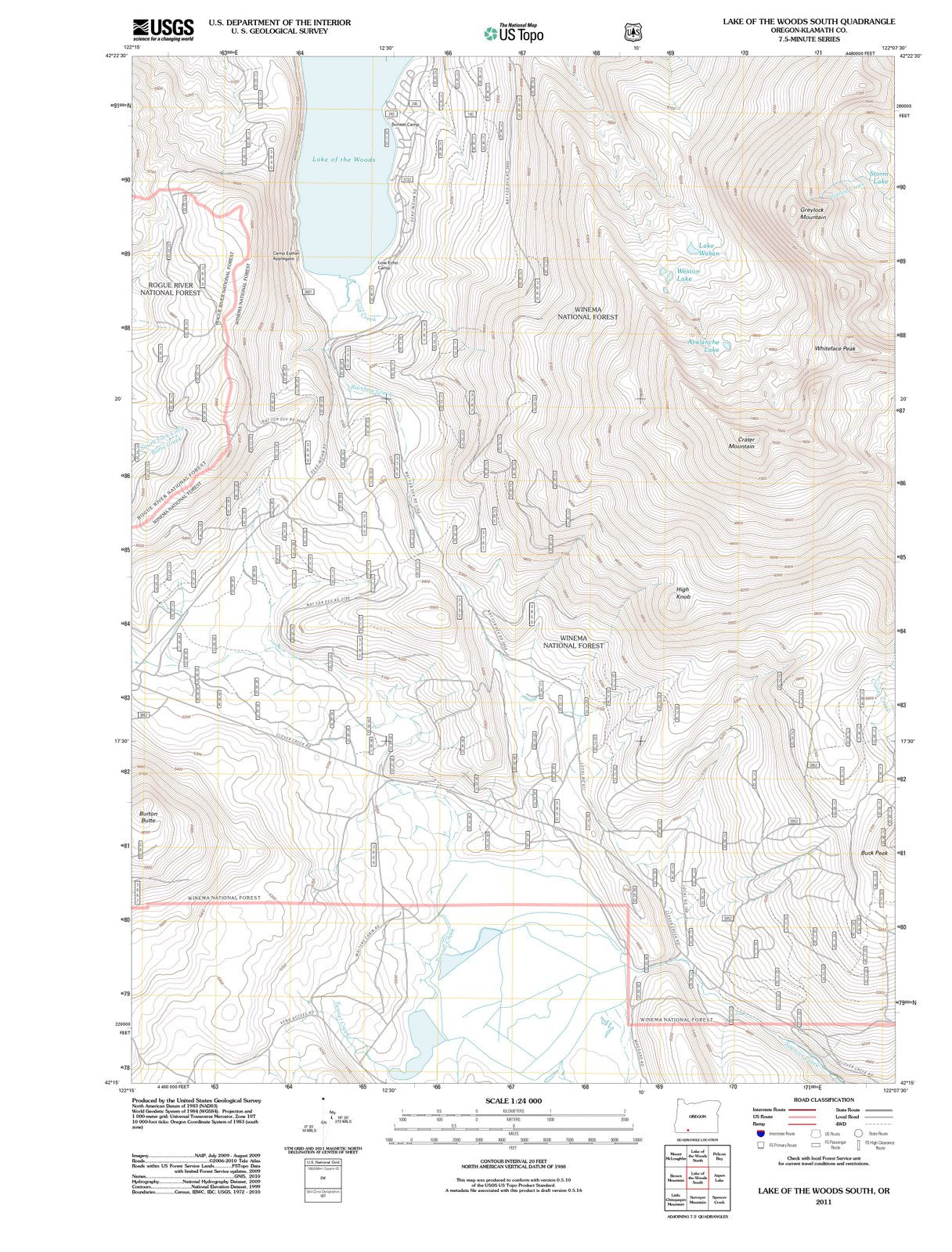 2011 Lake of The Woods South, OR - Oregon - USGS Topographic Map