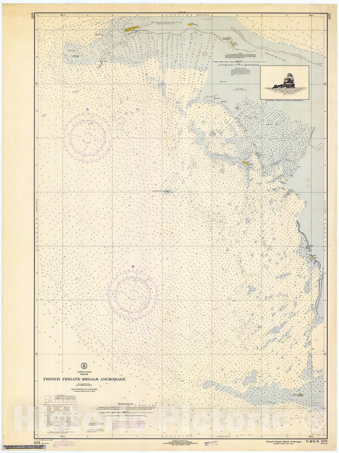 Historic Nautical Map - French Frigate Shoals Anchorage, 1969 NOAA Chart - Hawaii (HI) - Vintage Wall Art