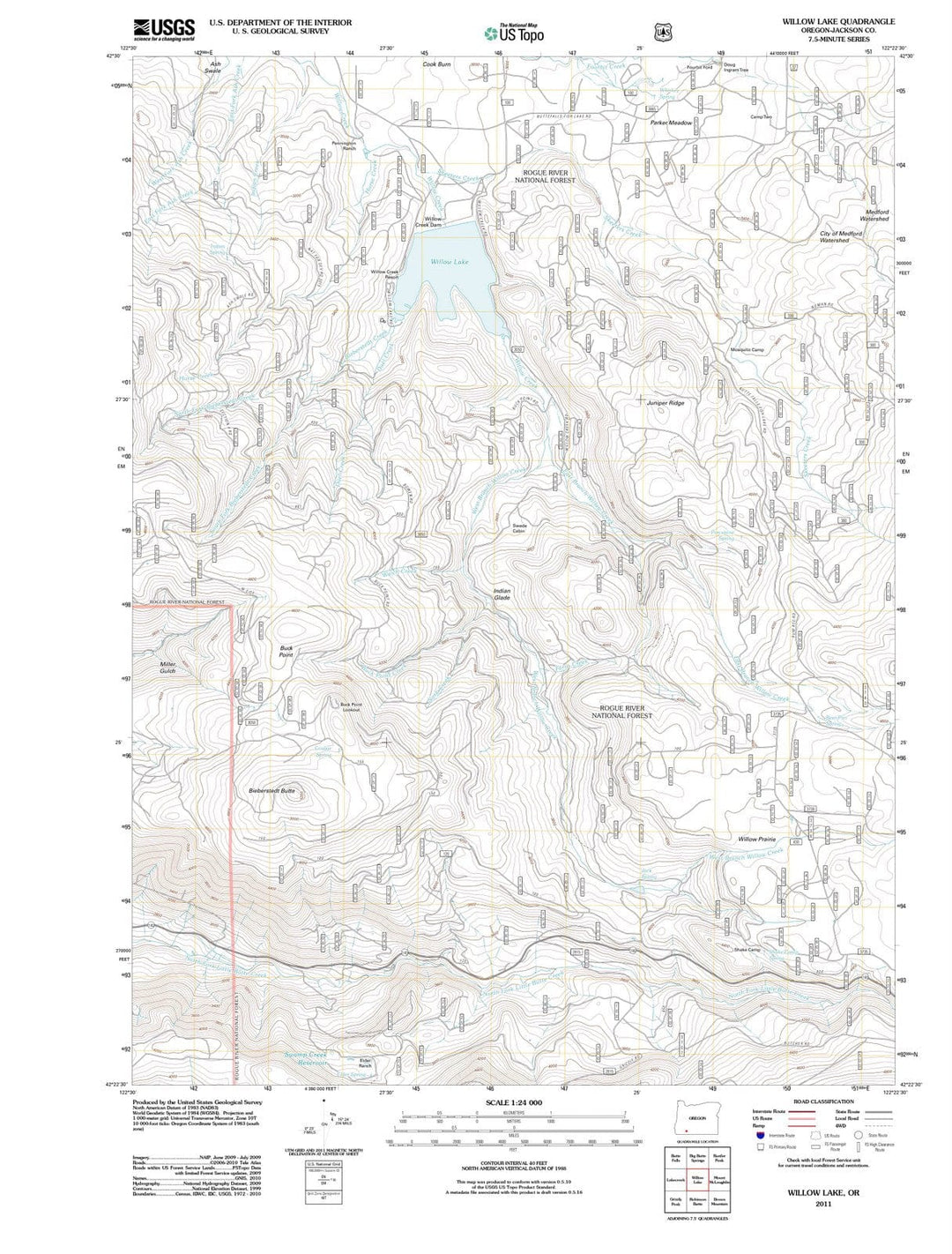 2011 Willow Lake, OR - Oregon - USGS Topographic Map