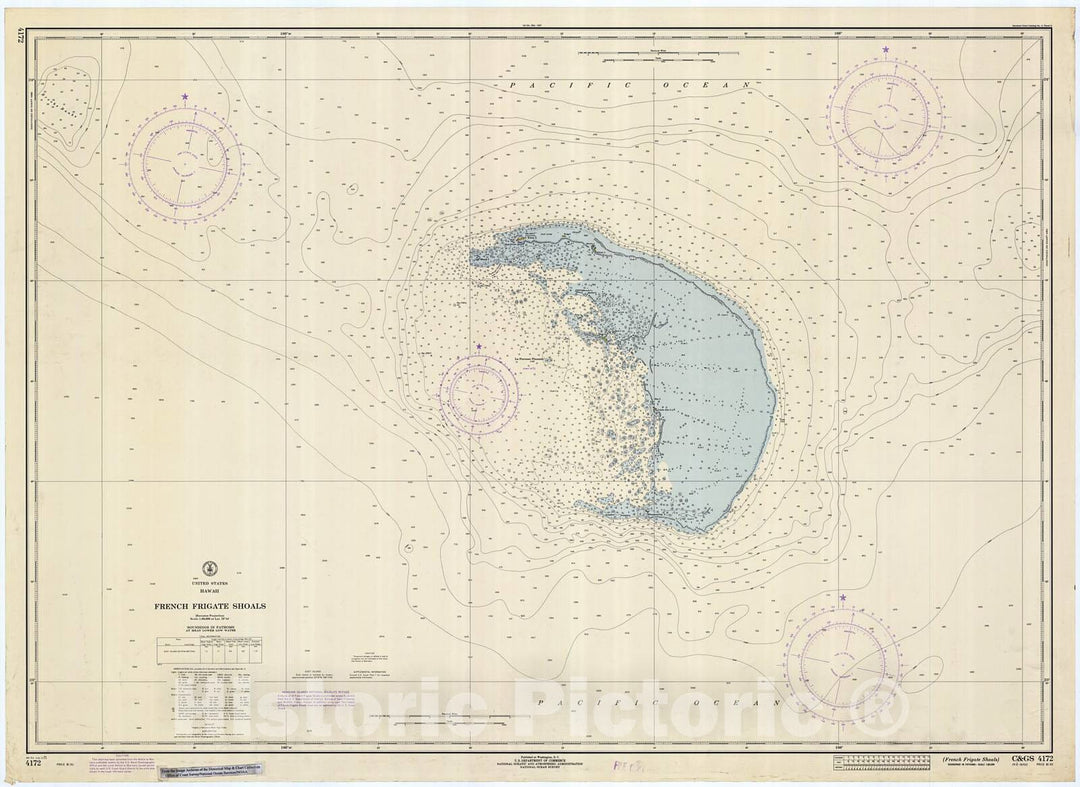 Historic Nautical Map - French Frigate Shoals, 1971 NOAA Chart - Hawaii (HI) - Vintage Wall Art