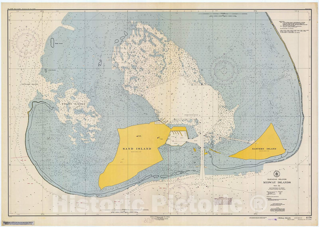 Historic Nautical Map - Midway Islands, 1947 NOAA Chart - Hawaii (HI) - Vintage Wall Art