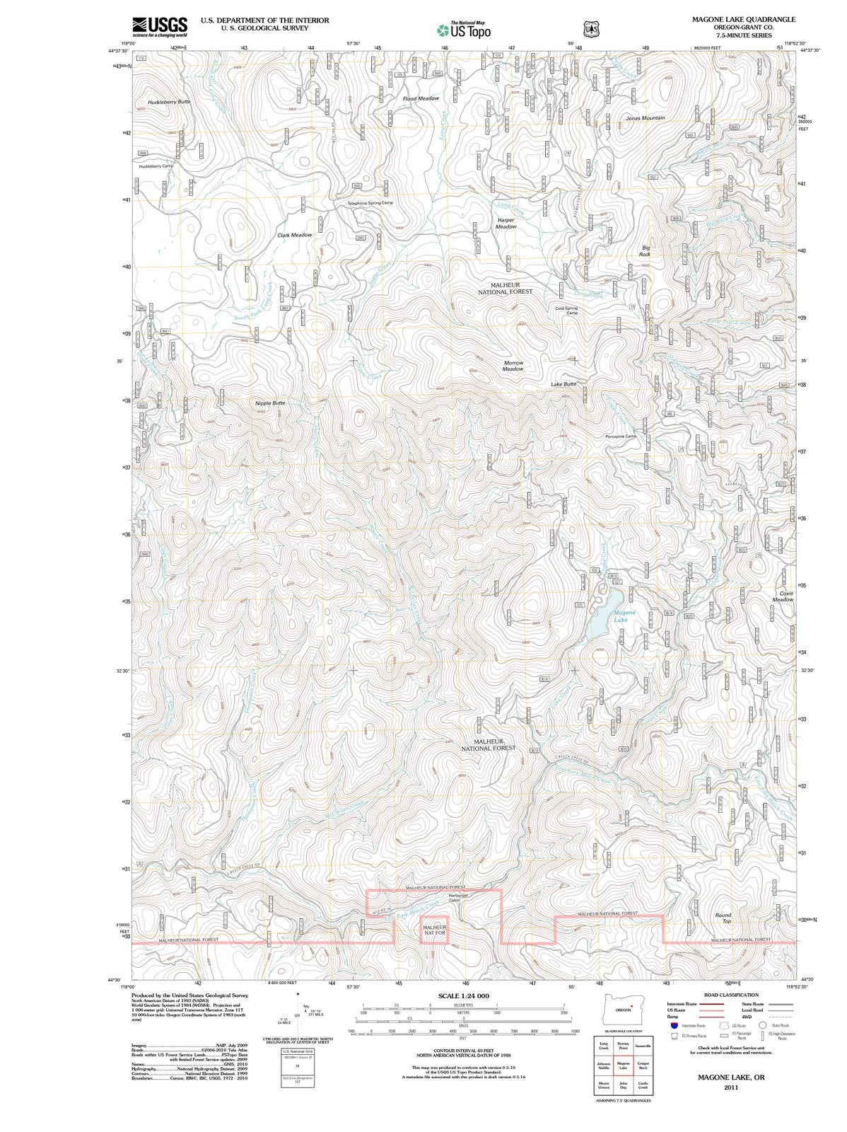 2011 Magone Lake, OR - Oregon - USGS Topographic Map