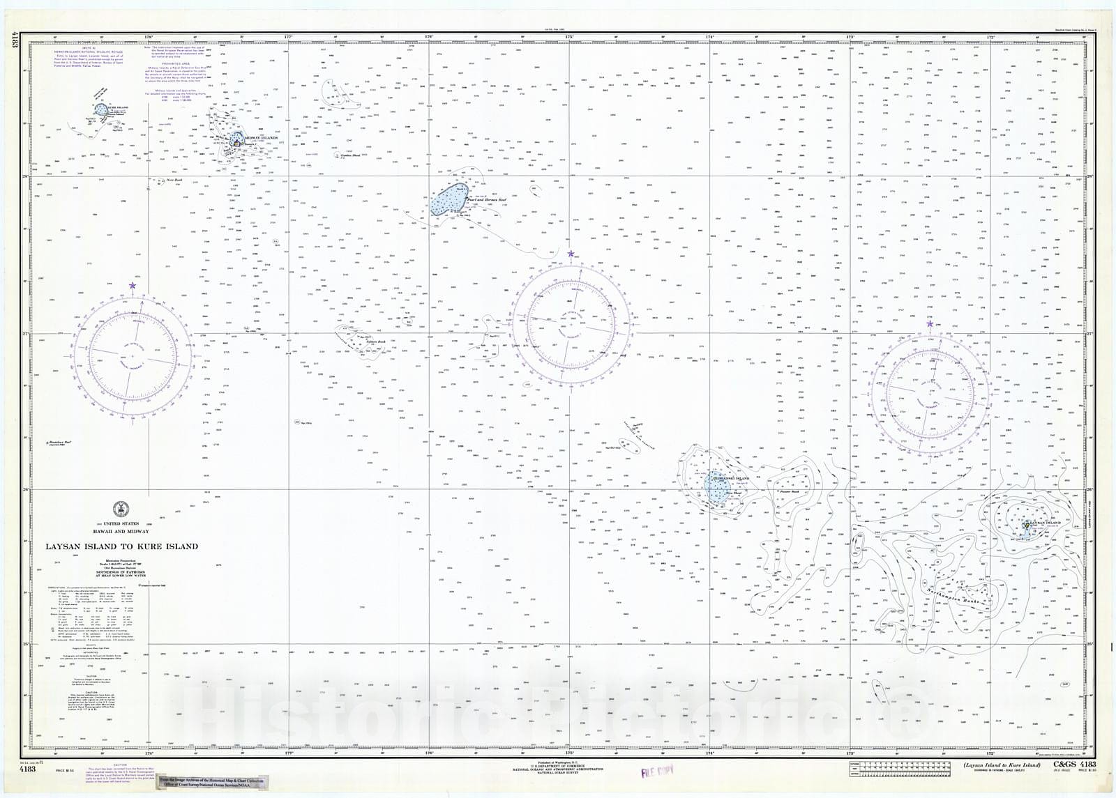 Historic Nautical Map - Laysan Island To Kure Island, 1971 NOAA Chart - Hawaii (HI) - Vintage Wall Art