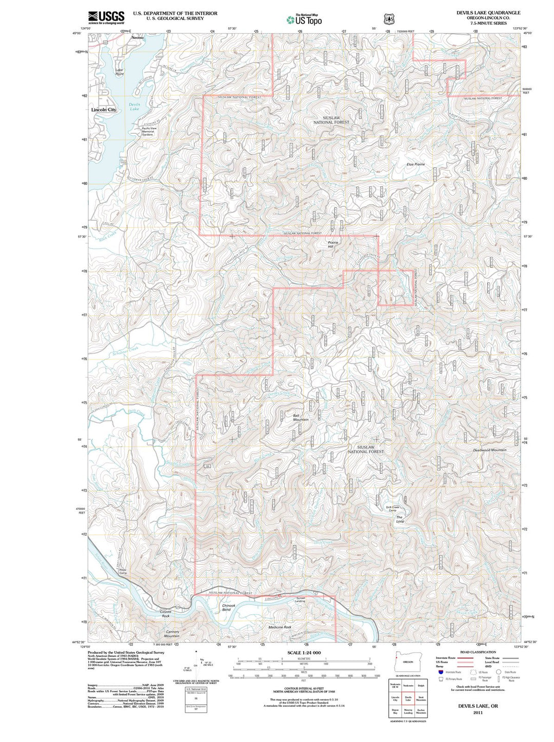 2011 Devils Lake, OR - Oregon - USGS Topographic Map