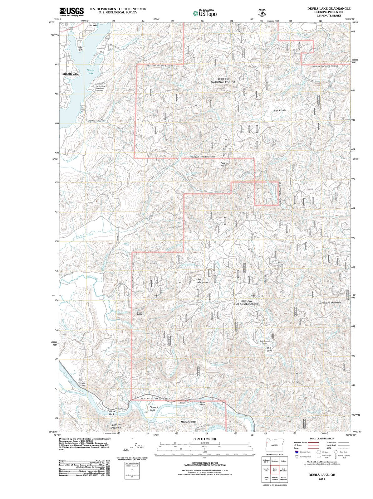 2011 Devils Lake, OR - Oregon - USGS Topographic Map