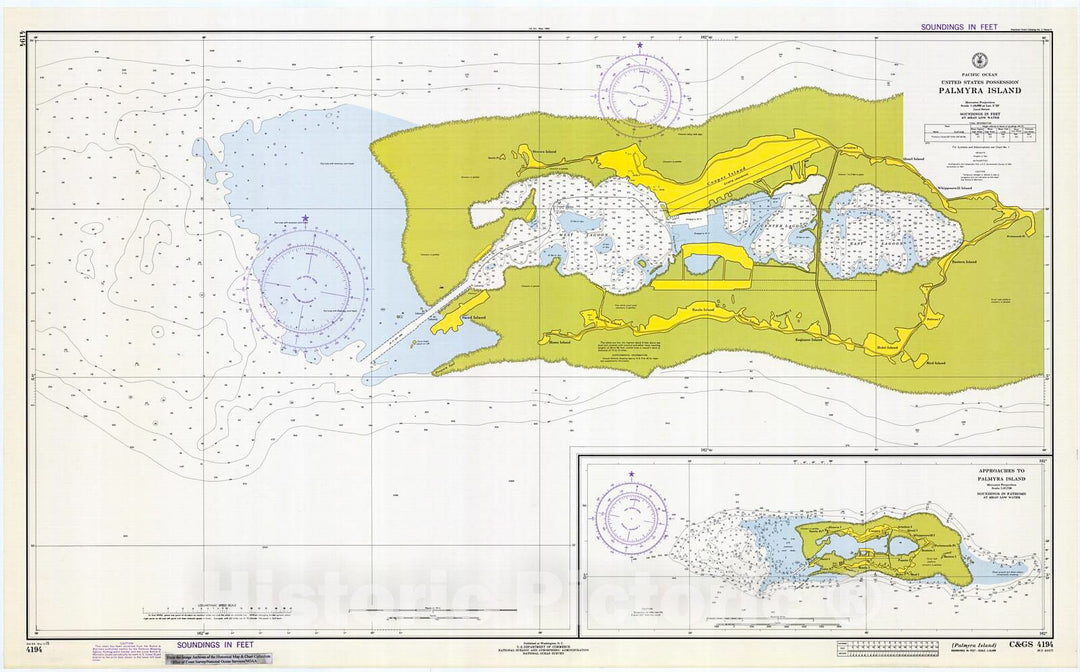 Historic Nautical Map - Palmyra Island, 1973 NOAA Chart - PTVintage Wall Art